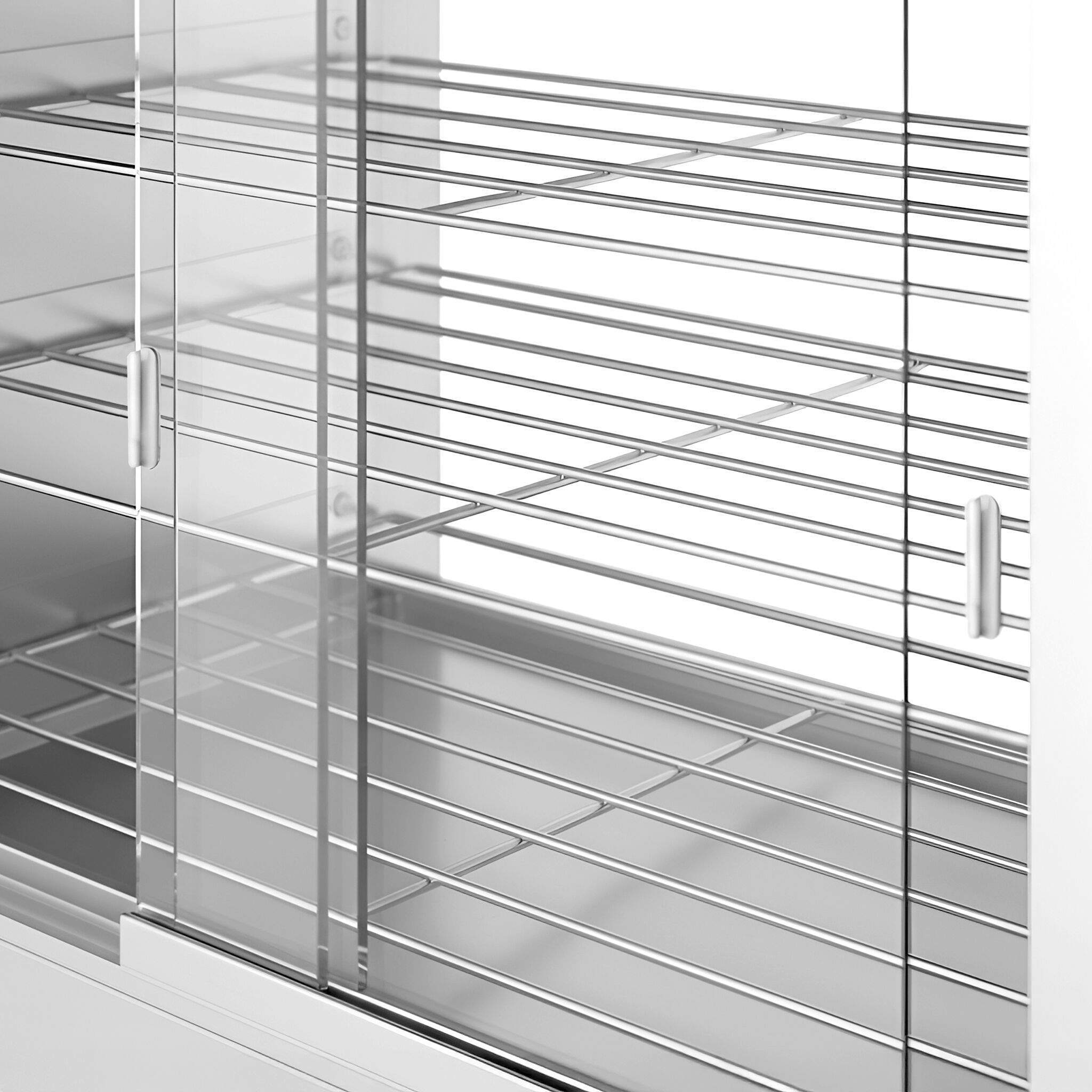 Vitrine chauffante professionnelle - portes arrière coulissantes - arrière vitré - 2kW - 4 étagères - 1098x480x840mm