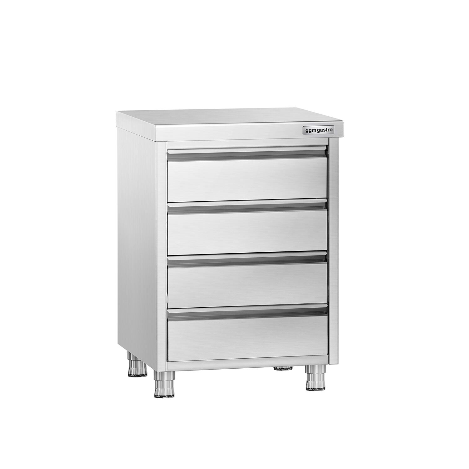Meuble bas à tiroirs PREMIUM - Acier inoxydable - avec 4 tiroirs - 500x600mm