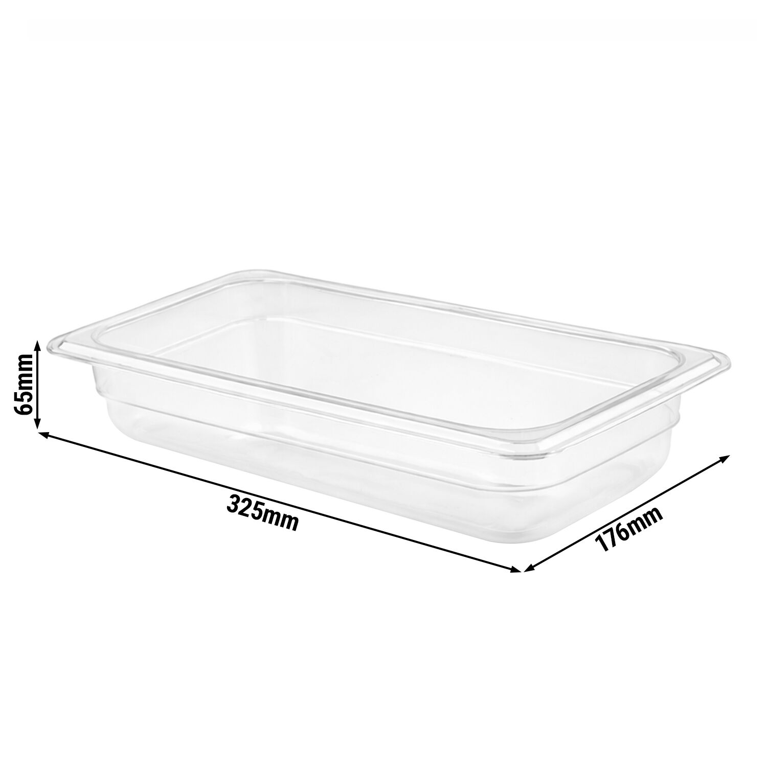 (6 pièces) Bac en Polycarbonate GN 1/3 - Transparent - Hauteur : 65 mm