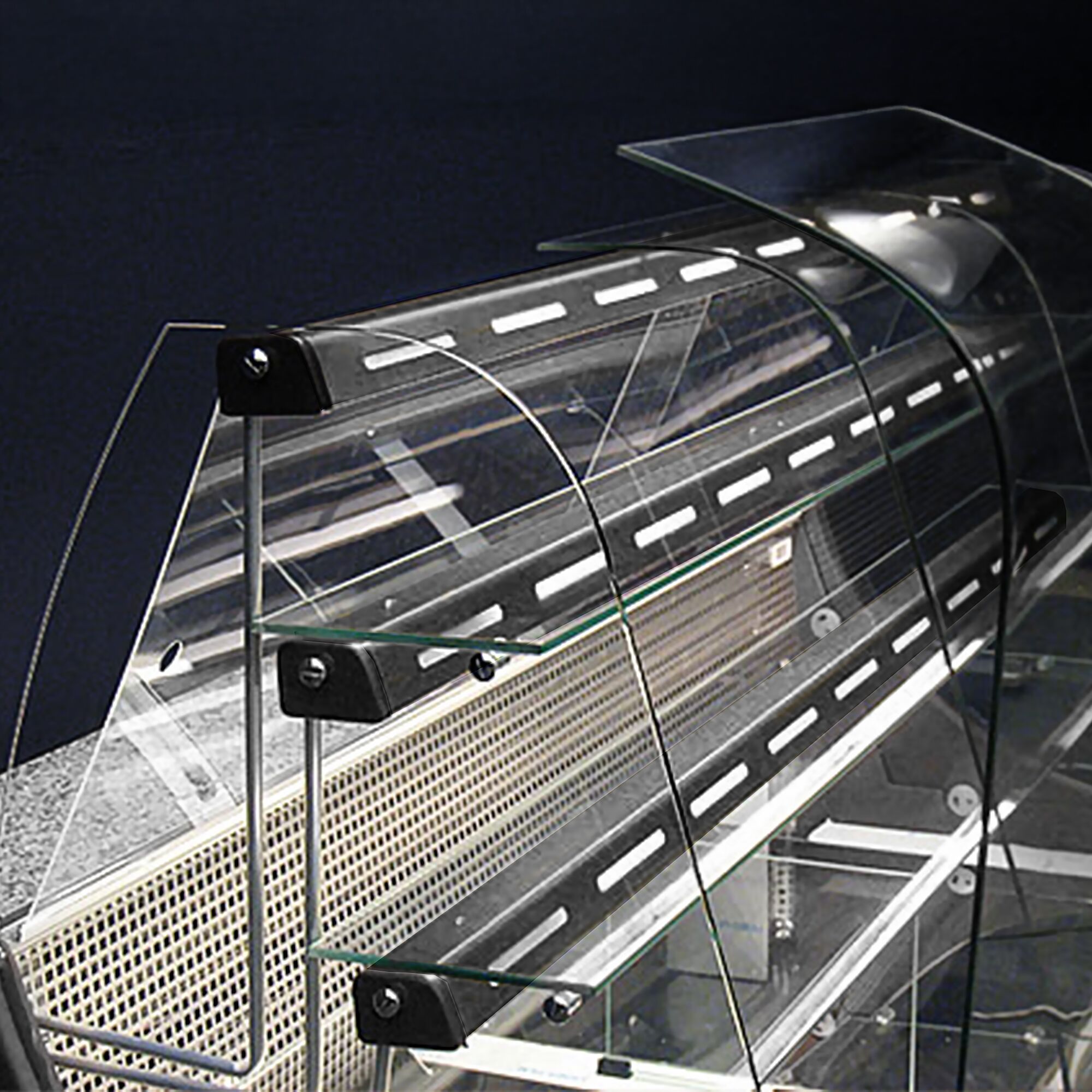 Comptoir vitrine réfrigérée - 1300x980mm - +4/+12°C - 3 étagères vitrées éclairées - Tiroirs à gâteaux - Plexiglas de nuit