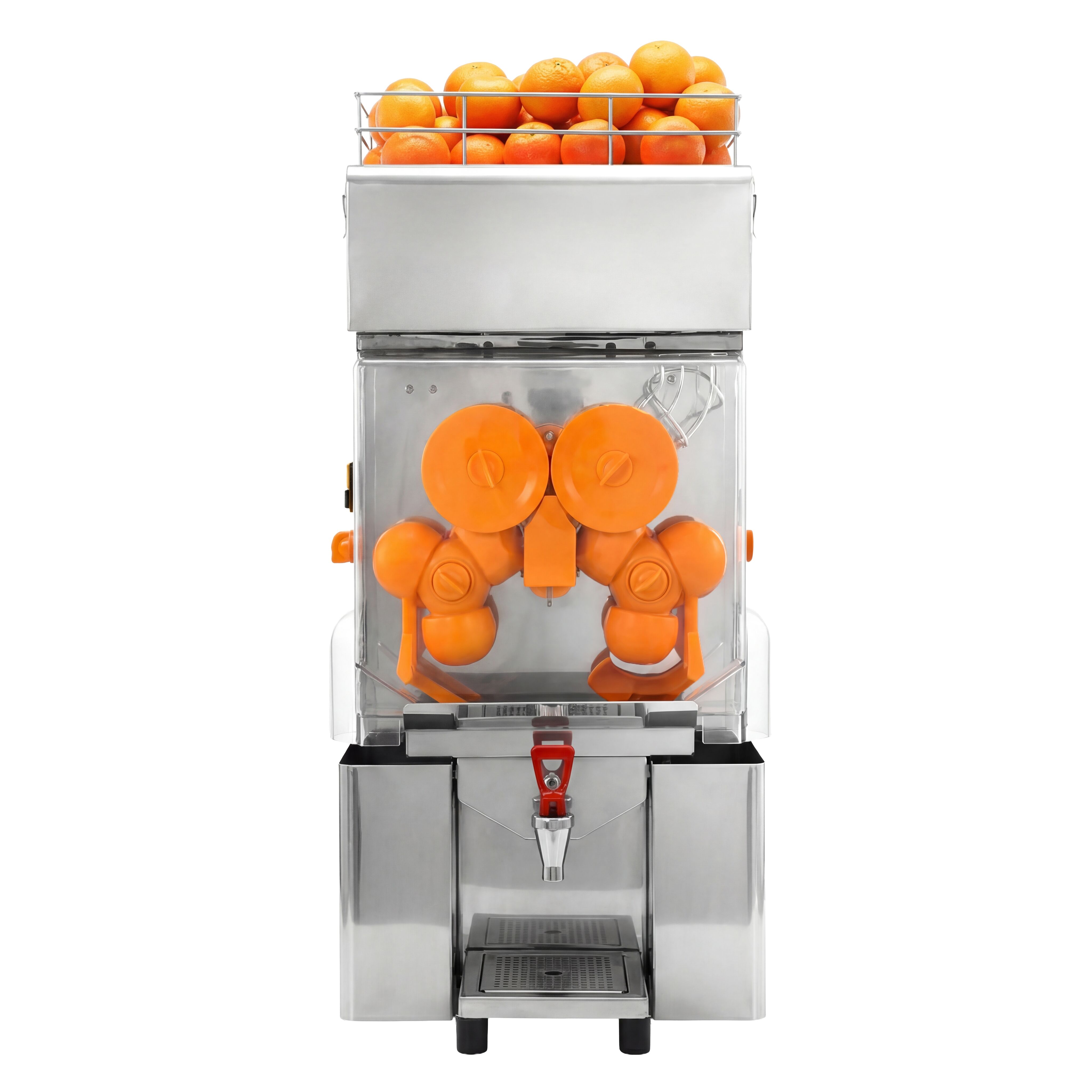 Presse-oranges automatique professionnel - 200W - 63kg - avec dispositif d’alimentation automatique, distributeurs de jus - Acier inoxydable