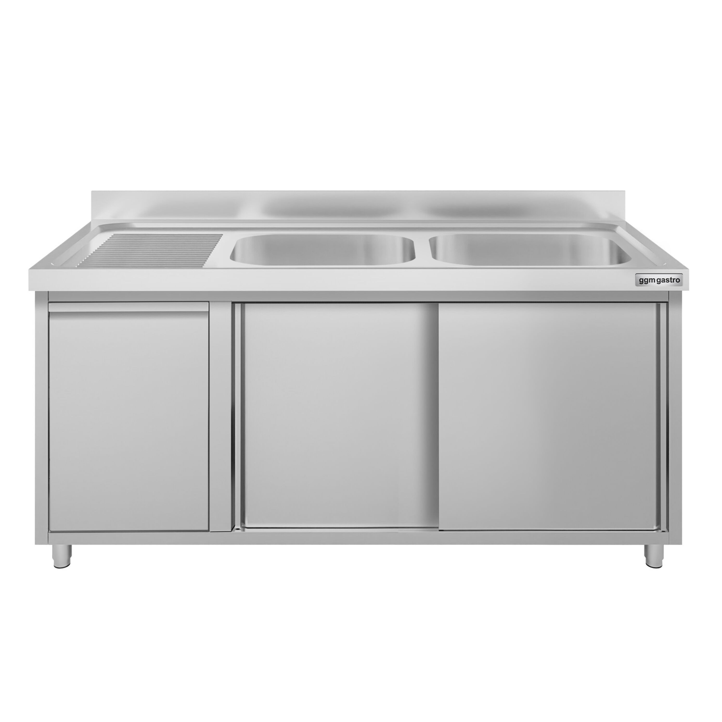 Meuble évier ECO - 1400 x 600 mm - avec poubelle & 2 bacs à droite
