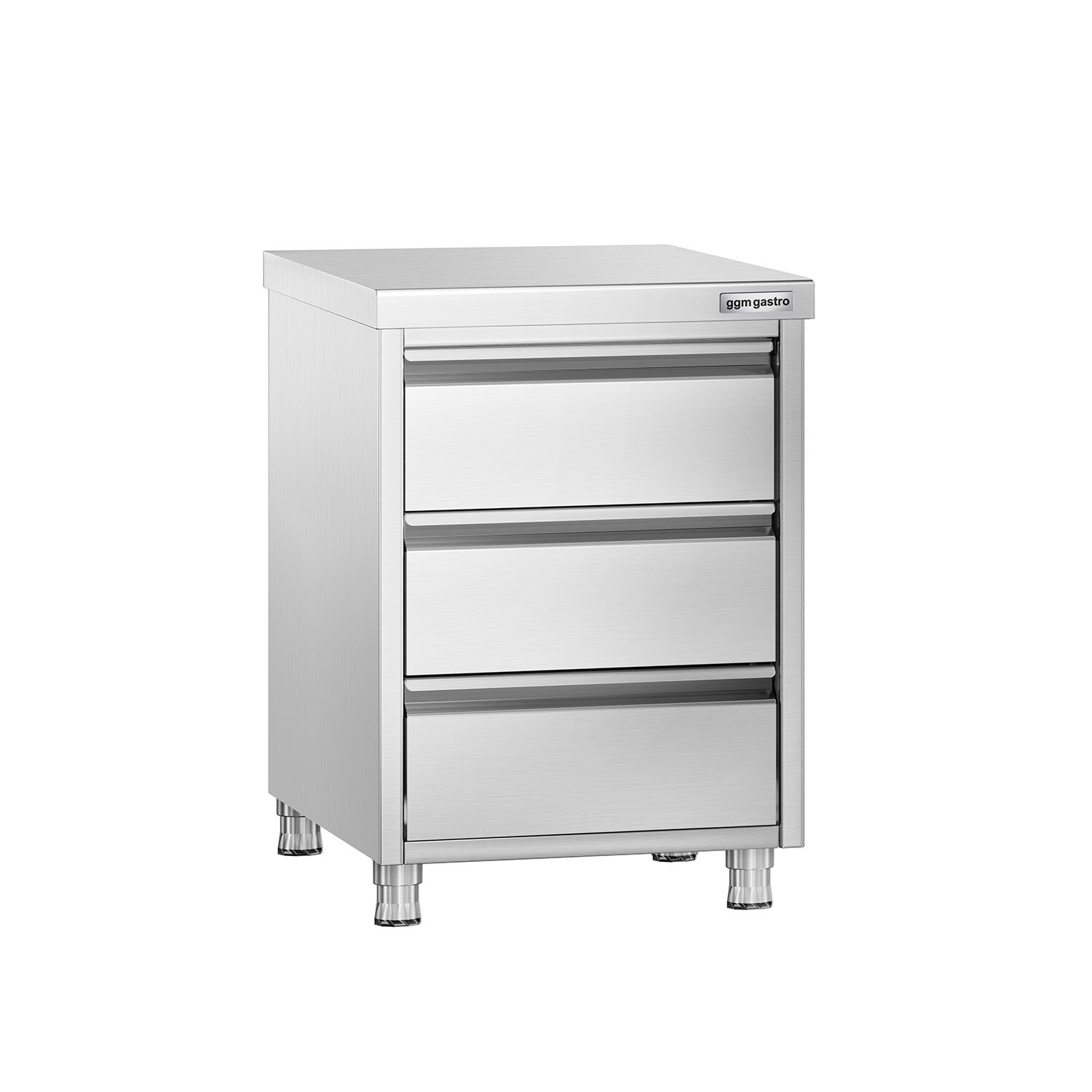 Meuble bas à tiroirs PREMIUM - Acier inoxydable - avec 3 tiroirs - 500x700mm