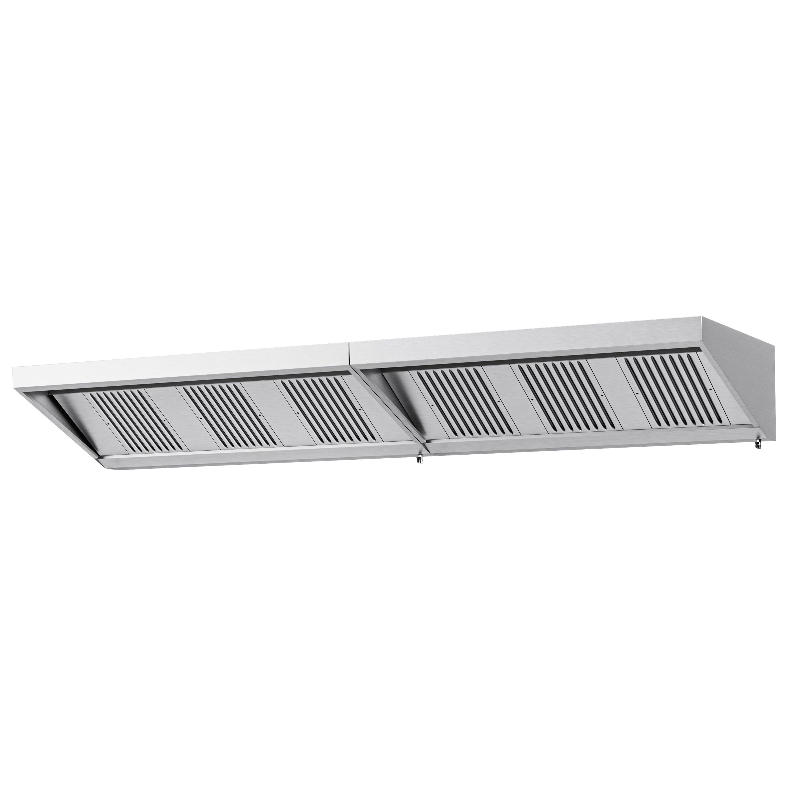 Commercial Wall-Mounted Extraction Canopy - 3800mm - with Baffle Filters & LED Lighting
