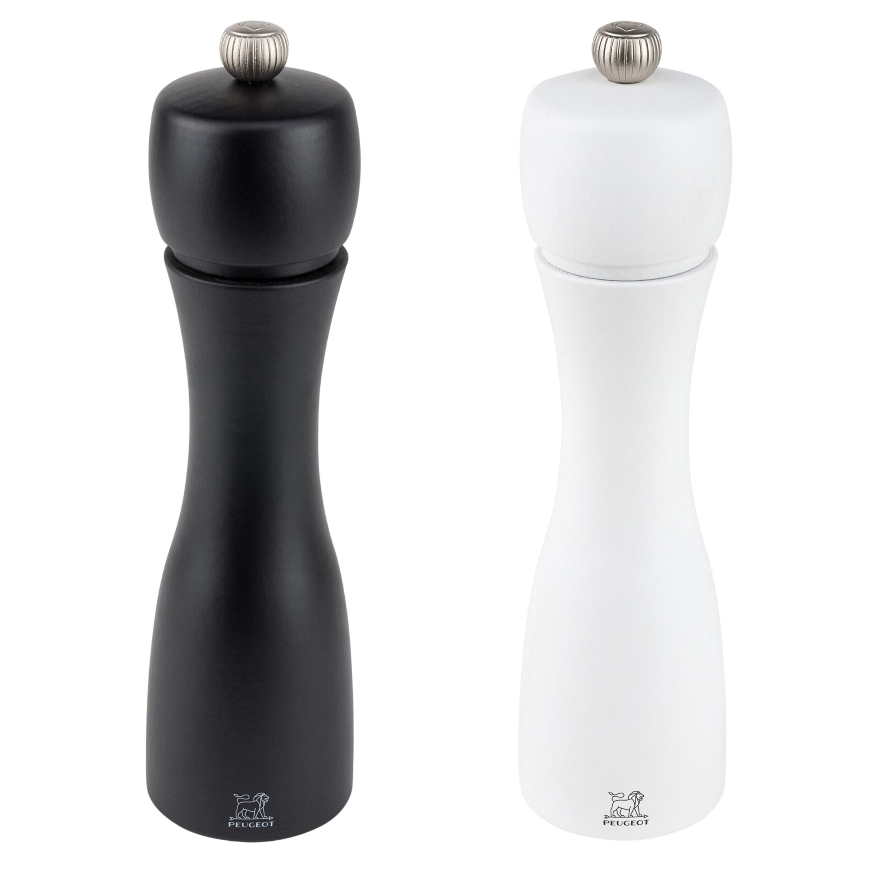 (6 pièces) PEUGEOT | TAHITI – Moulin à sel & poivre – Bois – Noir / Blanc mat – Hauteur : 200 mm
