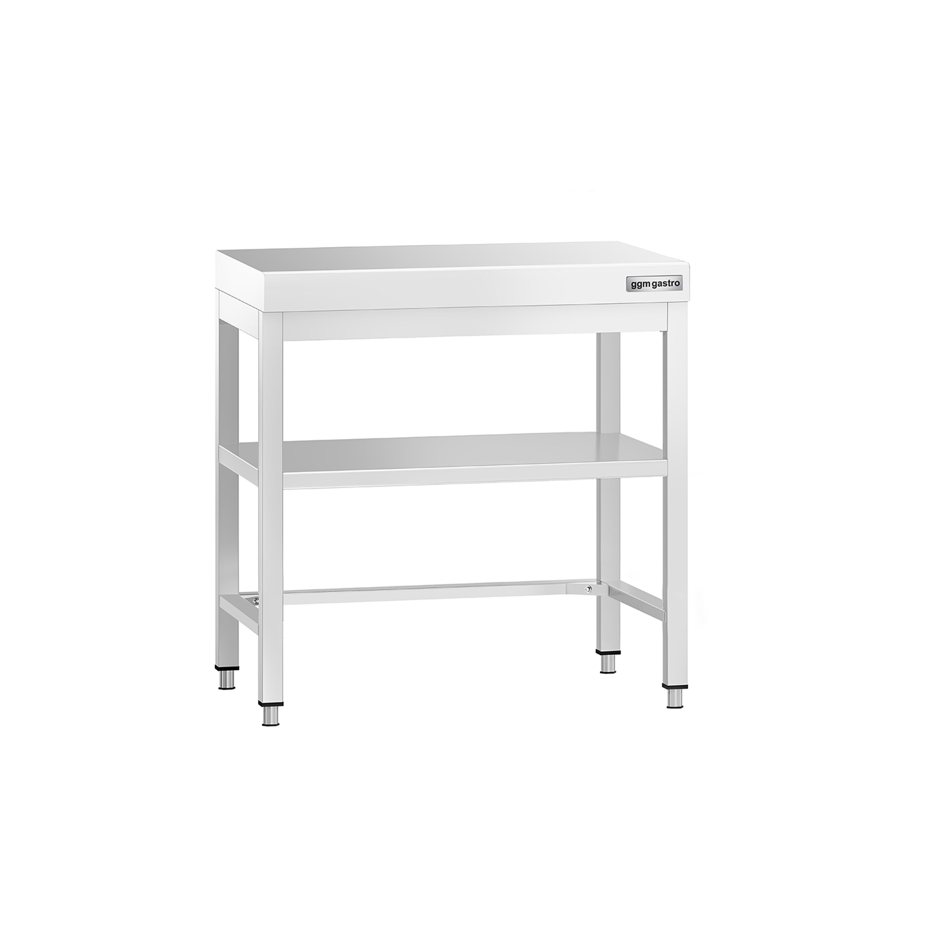 Table de travail en inox PREMIUM – 600x600 mm – avec tablette inférieure et renforts