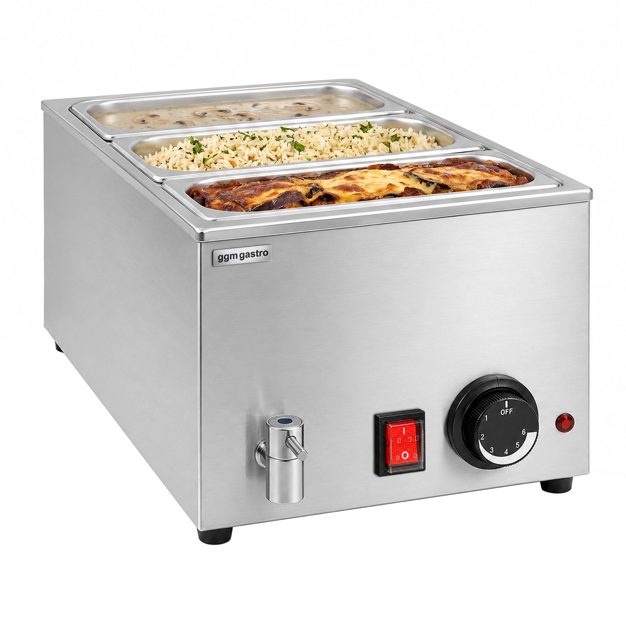 Countertop Bain Marie - GN 1/1 - 150mm deep - 1,2 kW - with Drain Tap