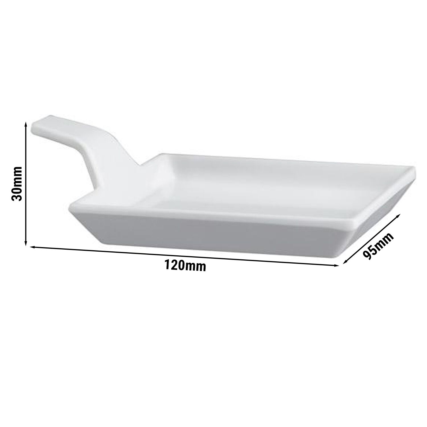 (24 Pièces) Assiette Fingerfood - FLYING BUFFET - Mélamine - 120 x 95 mm - Avec Poignée