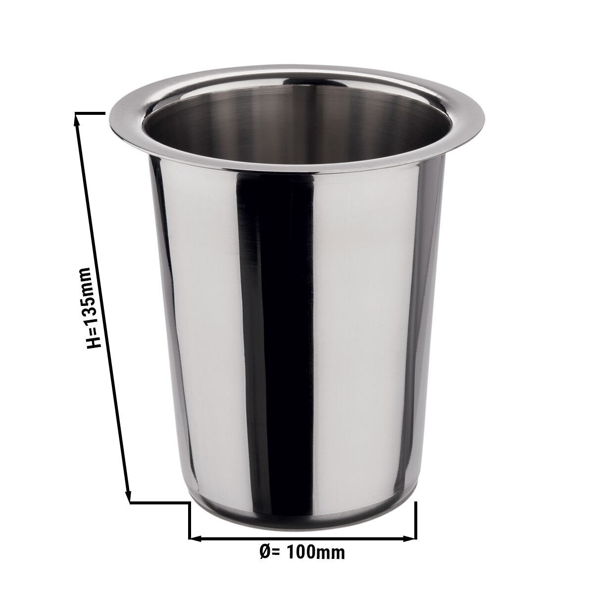 Košarica za pribor za jelo - neperforirano - Ø 100 mm - Visina: 135 mm - nehrđajući čelik (inox)