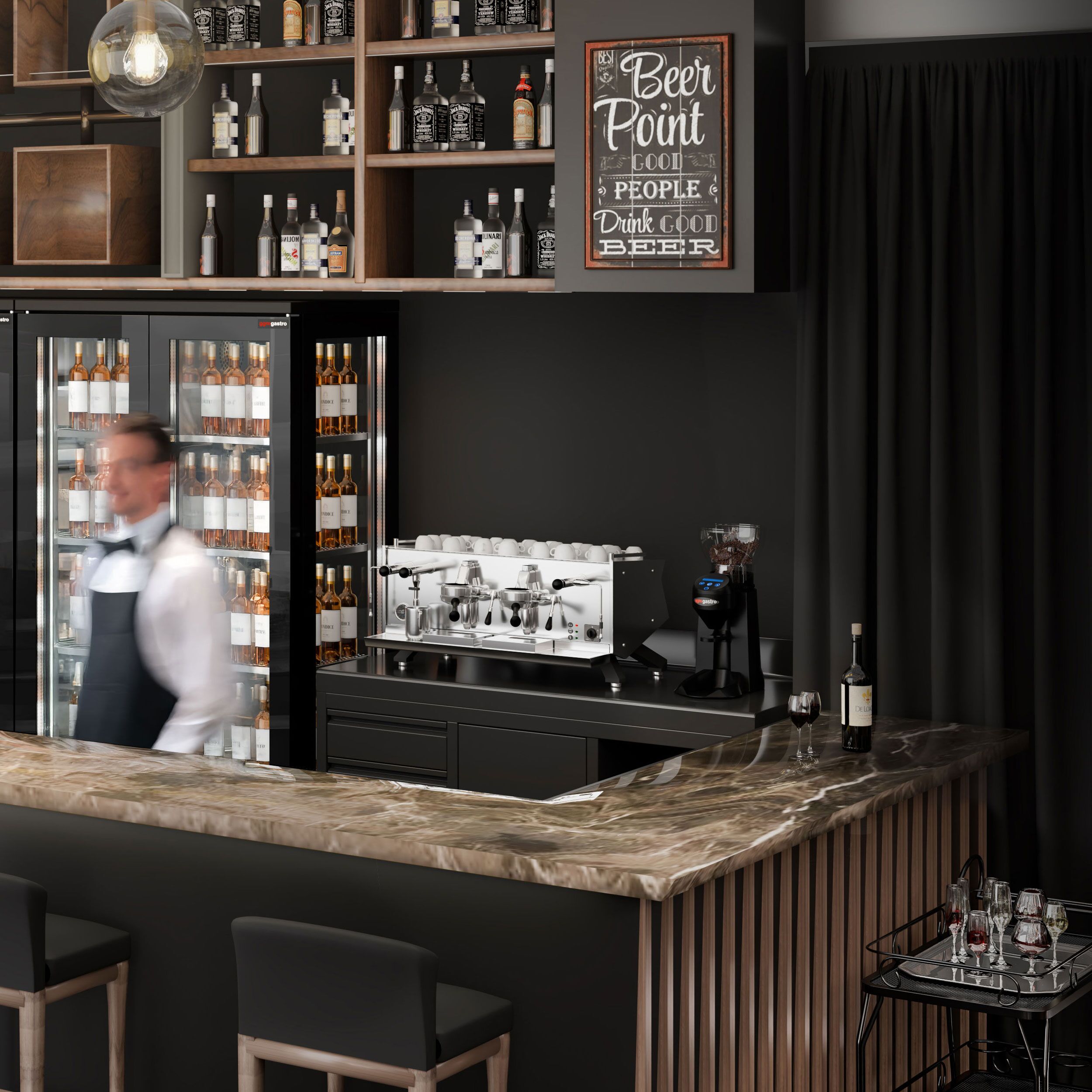 Machine à café porte-filtre « Suprema » – manuelle – 2 groupes – avec système de préinfusion inclus