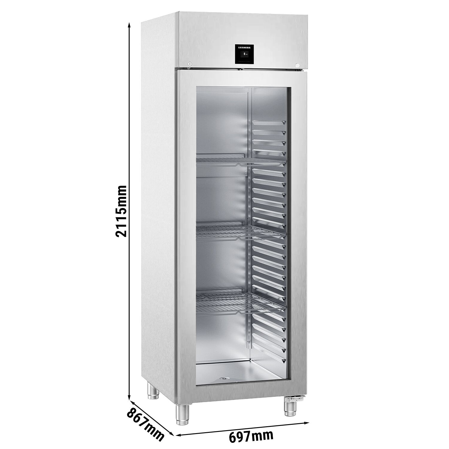 LIEBHERR | Kühlschrank Edelstahl PERFORMANCE - 625 Liter - GN 2/1 - Innen Edelstahl - mit 1 Glastür