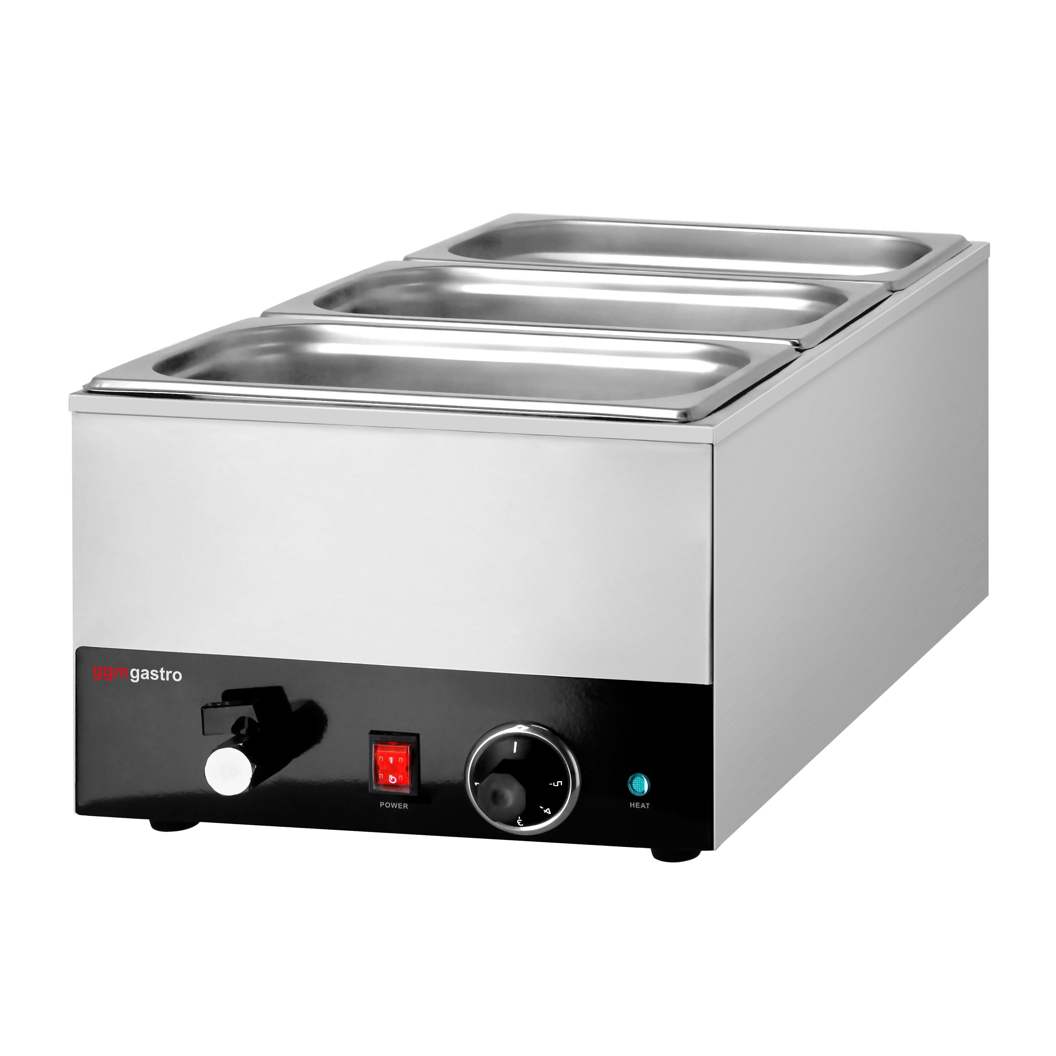 Bain-marie électrique – 1,2 kW – GN 1/1 avec hauteur de 150 mm – avec robinet de vidange