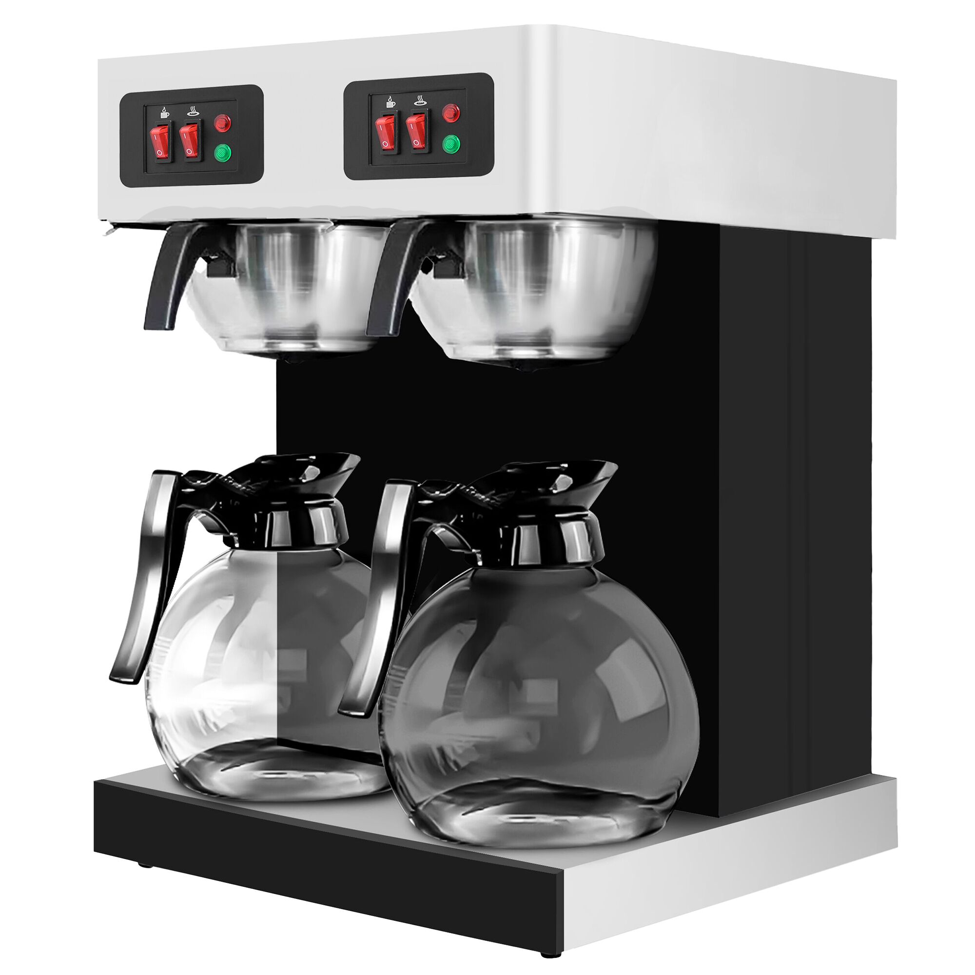 Aparat za filter kavu - Profesionalni - 2x 1,8 l - uklj. 2 staklena vrča & 2 držača filtera & 20 filtera