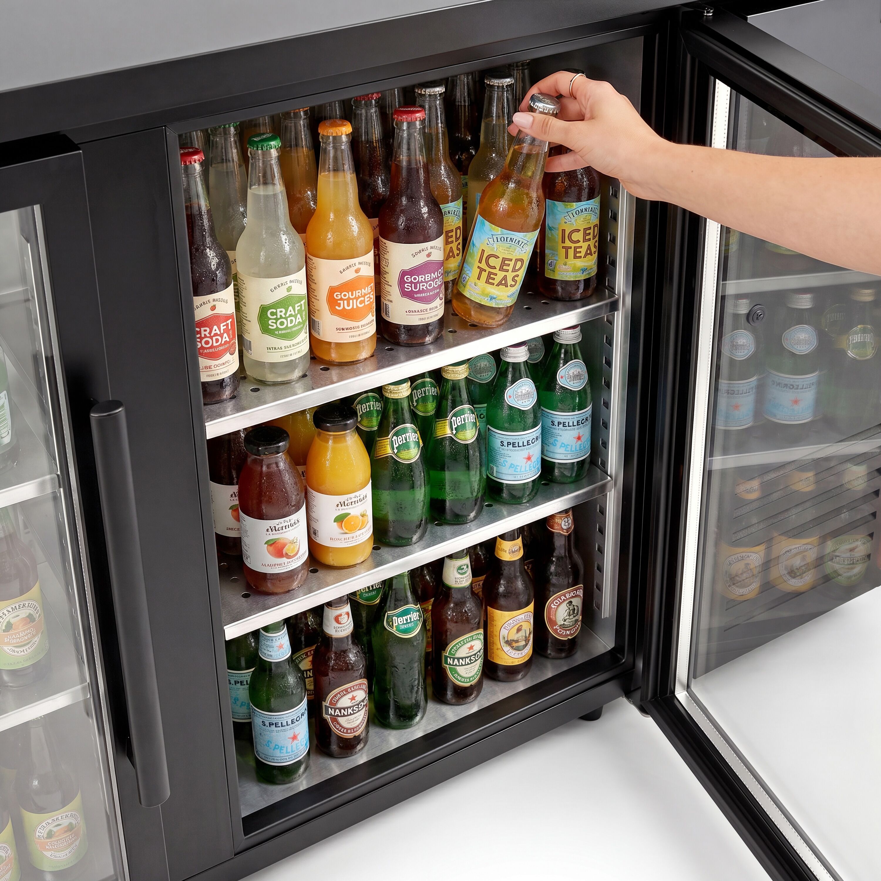 Commercial Back Bar Cooler ECO – 1460 mm – with 2 Glass Doors – with RGB LED Lighting
