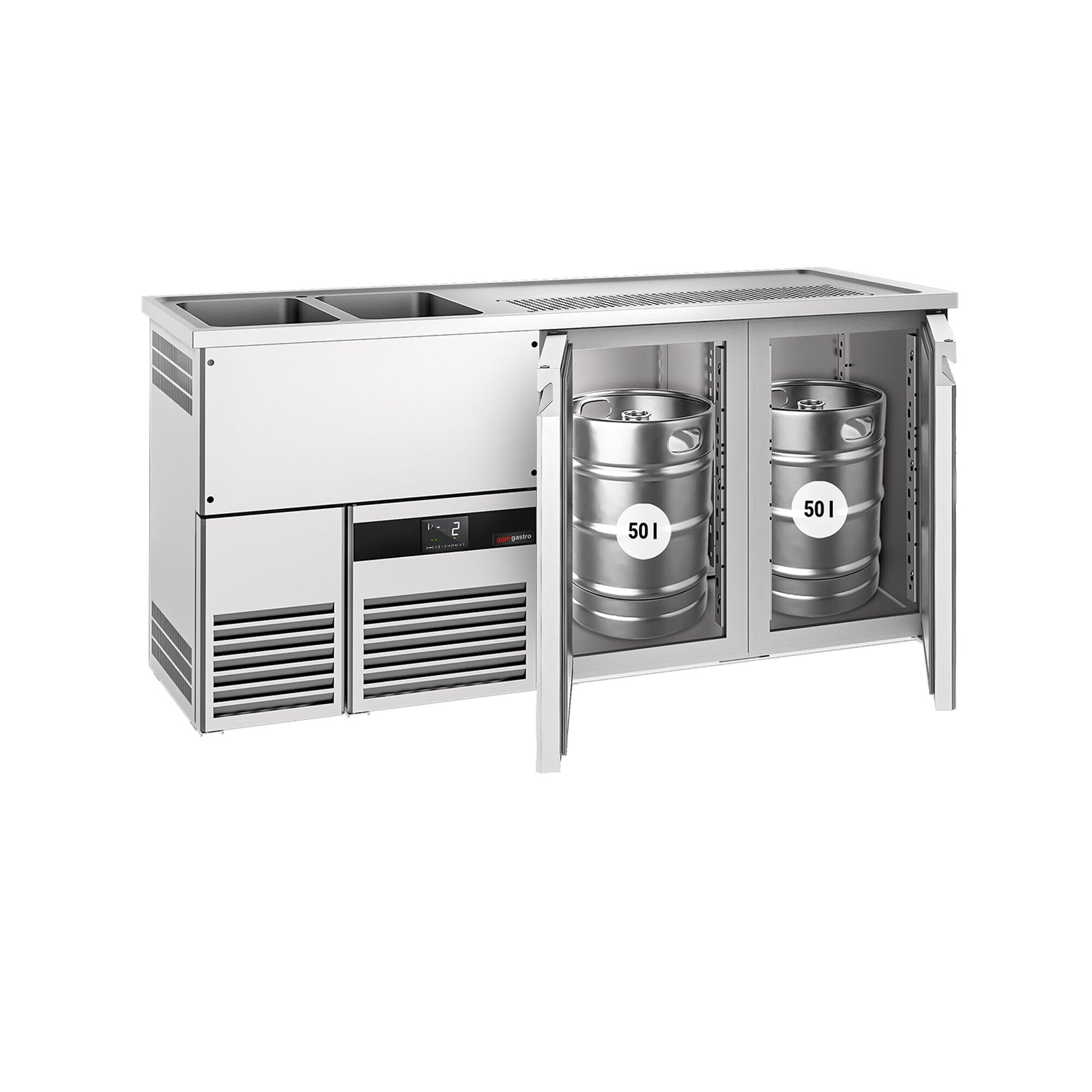 Comptoir de bar réfrigéré PREMIUM - 1950x700mm - 2 portes