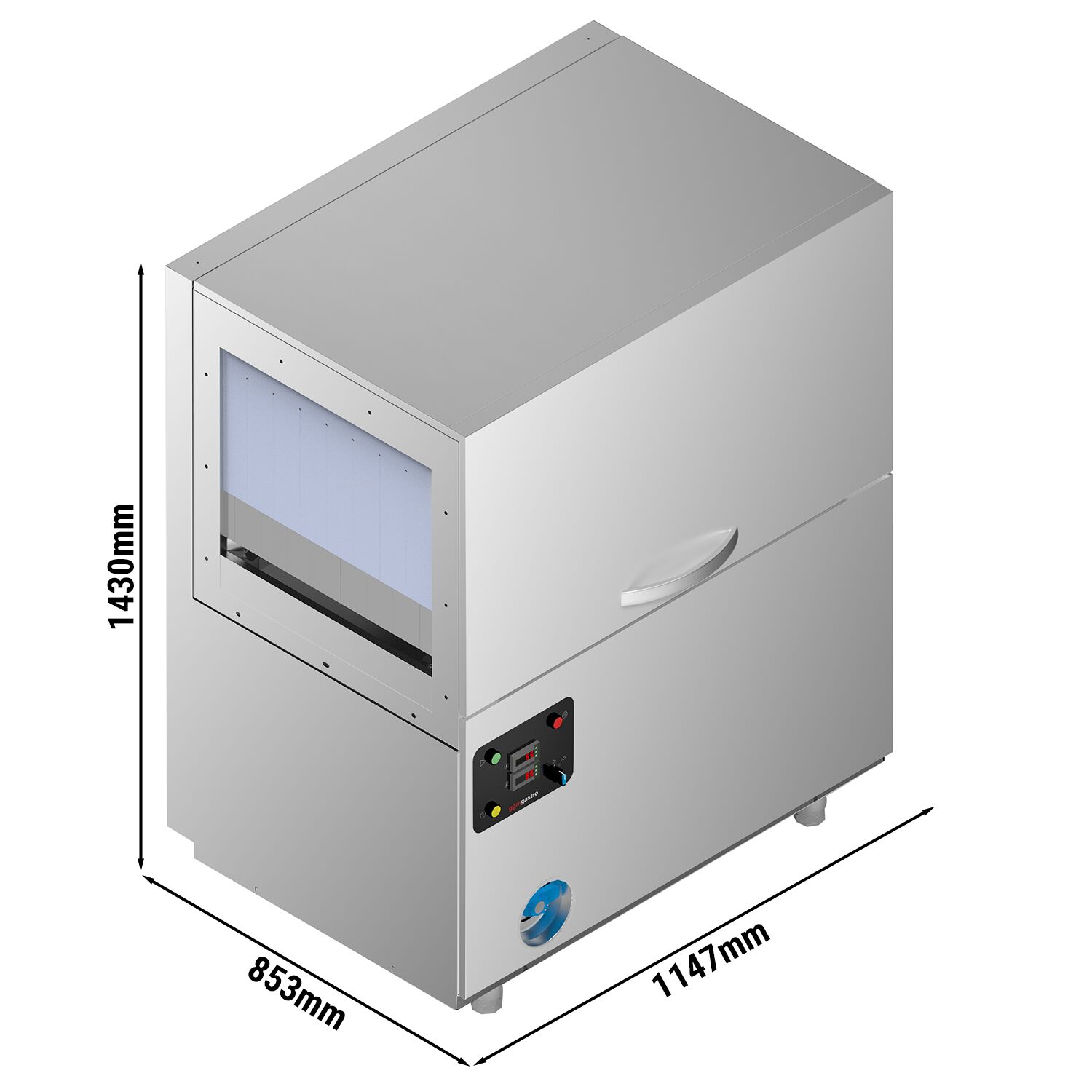 Lave-vaisselle à convoyeur - Commande électronique (affichage numérique) - 11,25kW - panier 500x500mm - avec pompes doseuses intégrées pour détergent et produit de rinçage