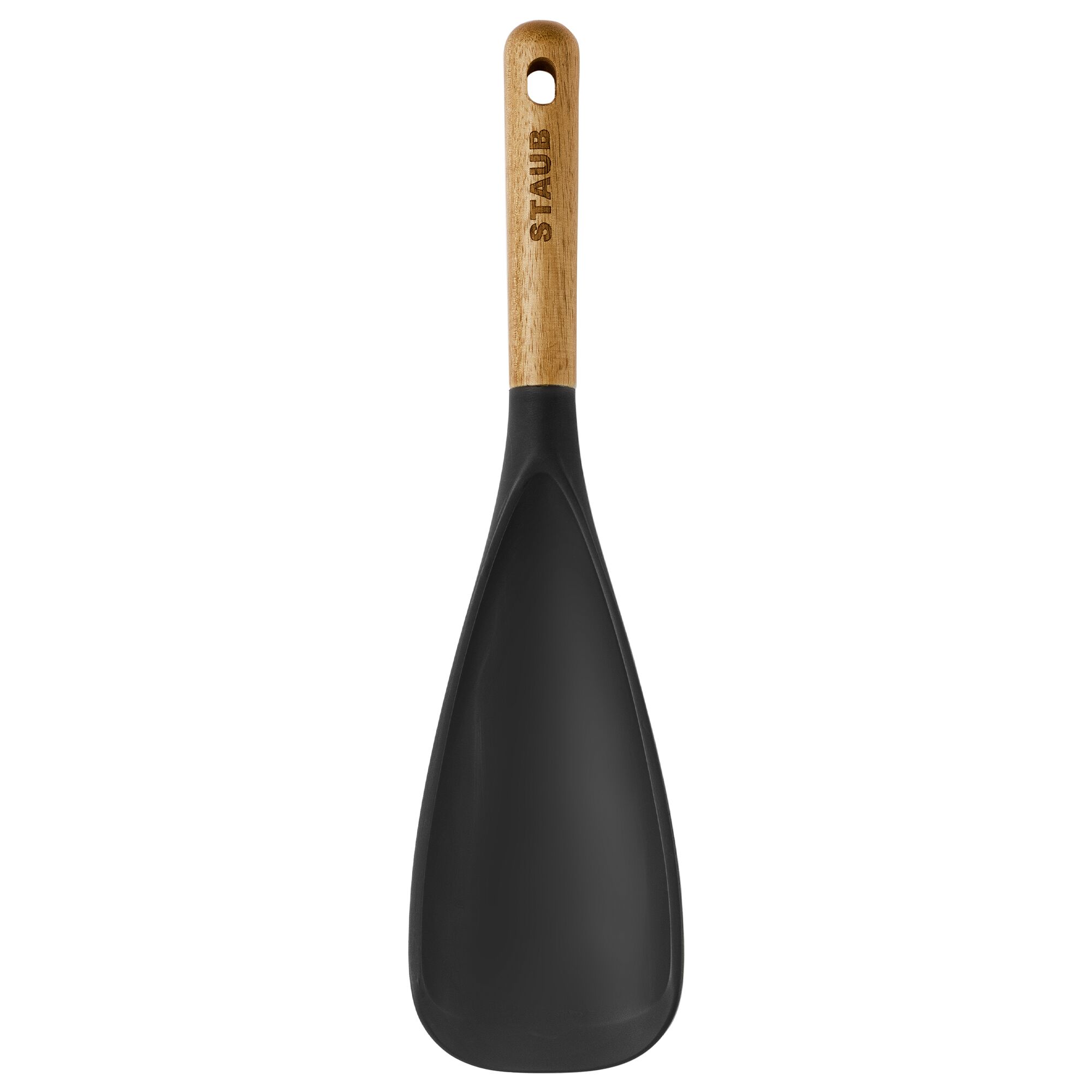 STAUB | Silicone Cooking & Serving Spoon – 30 cm - Black - Acacia Handle - Non-stick Safe