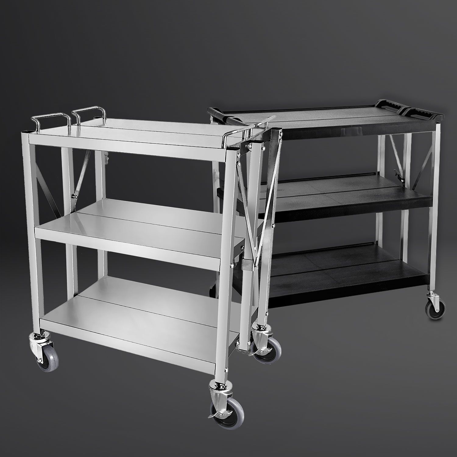Servierwagen - klappbar - 880x500mm - mit 3 Abstellfächen