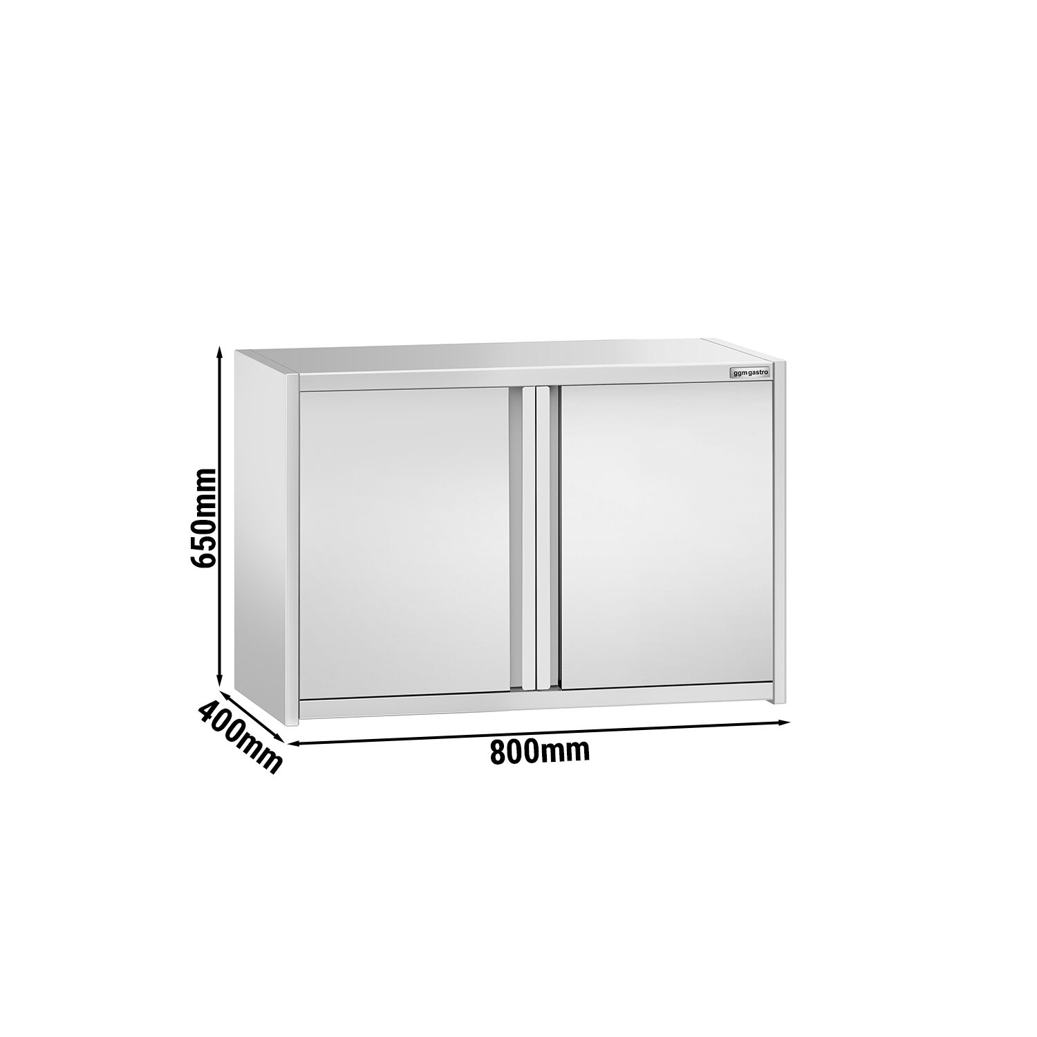 Armoire murale en acier inoxydable PREMIUM - 800x400mm - avec portes battantes - 650mm de haut