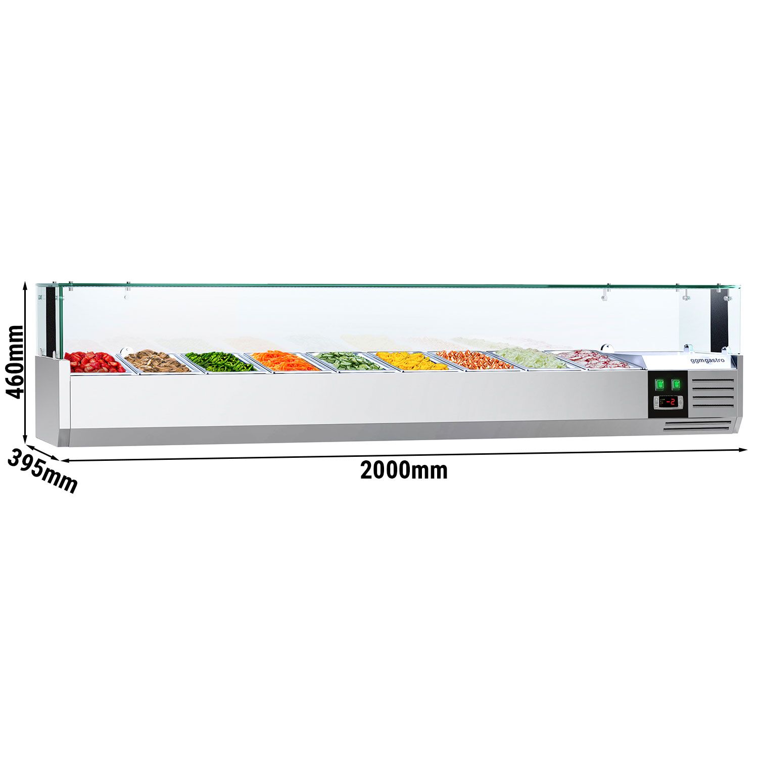 Vitrine Réfrigérée à Ingrédients PREMIUM avec éclairage LED - 2000x395mm - 9x GN 1/3