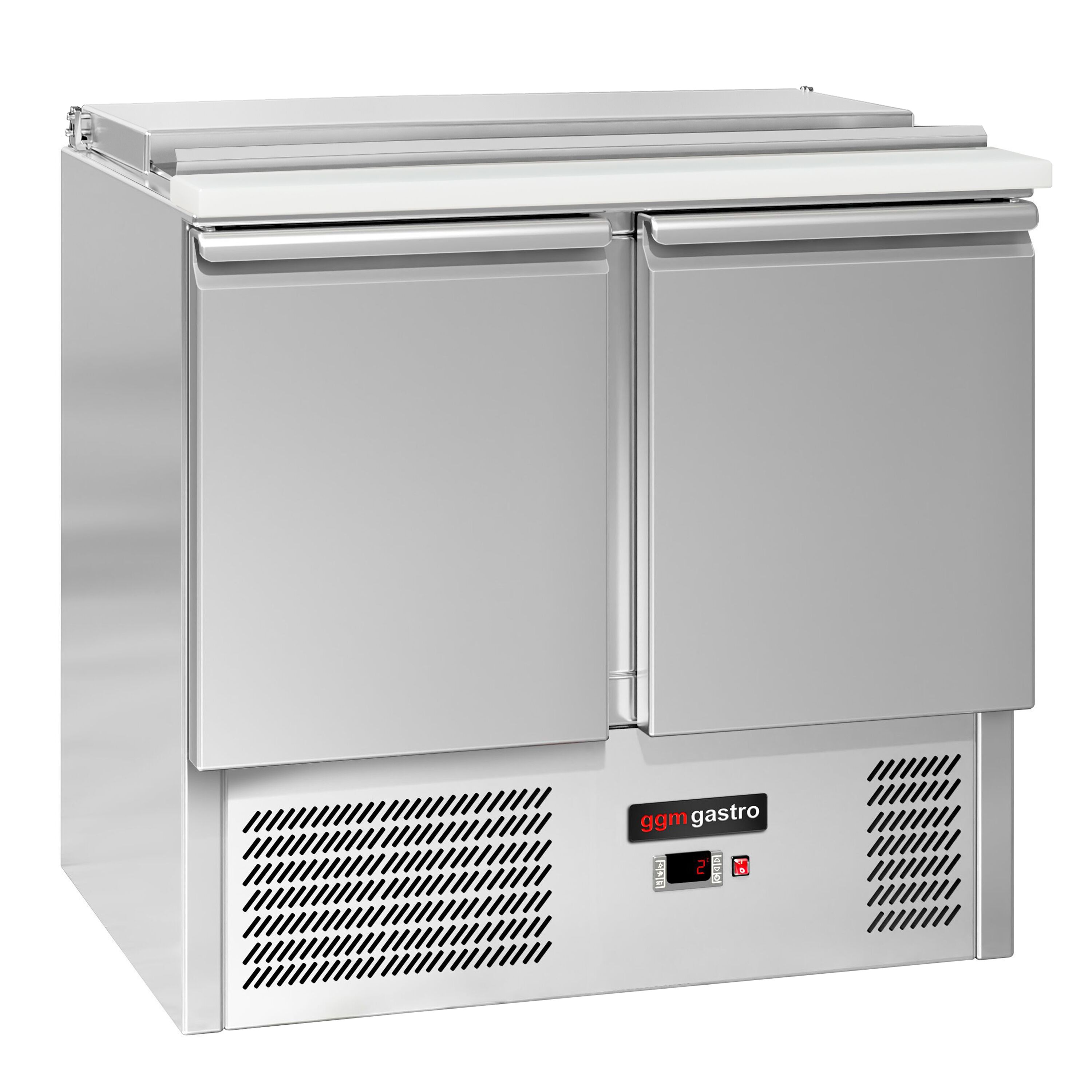 Saladette réfrigérée ECO - 903mm - 240L - 2 portes - avec découpe pour 2x GN 1/1 & 3x GN 1/6 & Couvercle inox