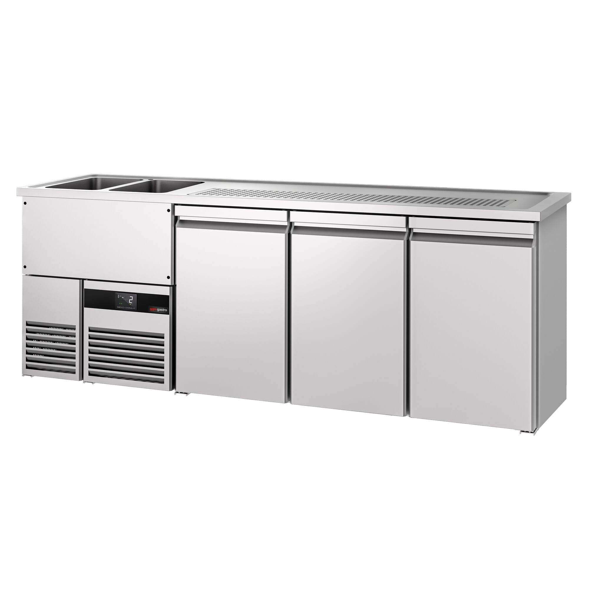 Comptoir de bar réfrigéré PREMIUM - 2500x700mm - 3 portes  
