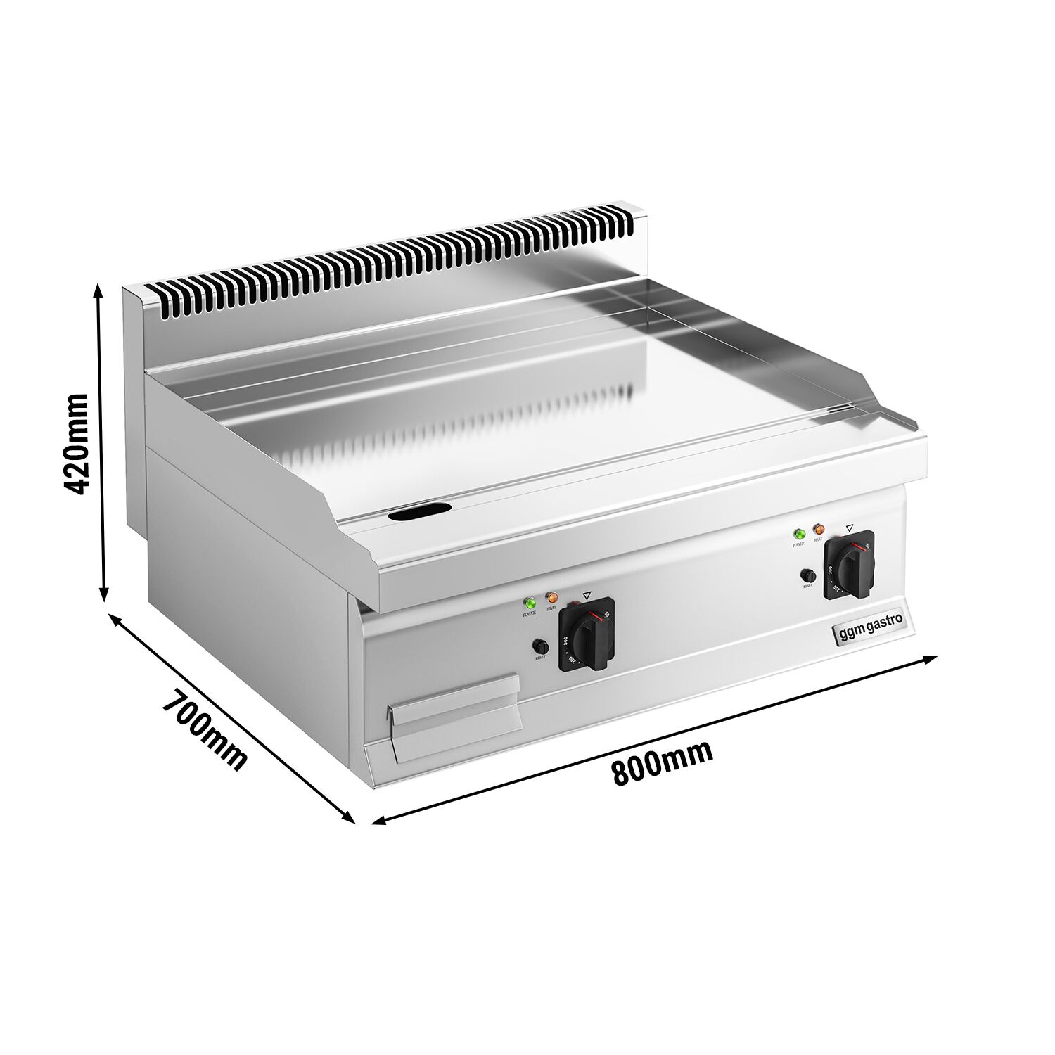 Plaque de cuisson électrique avec revêtement en chrome dur - 8 kW - lisse