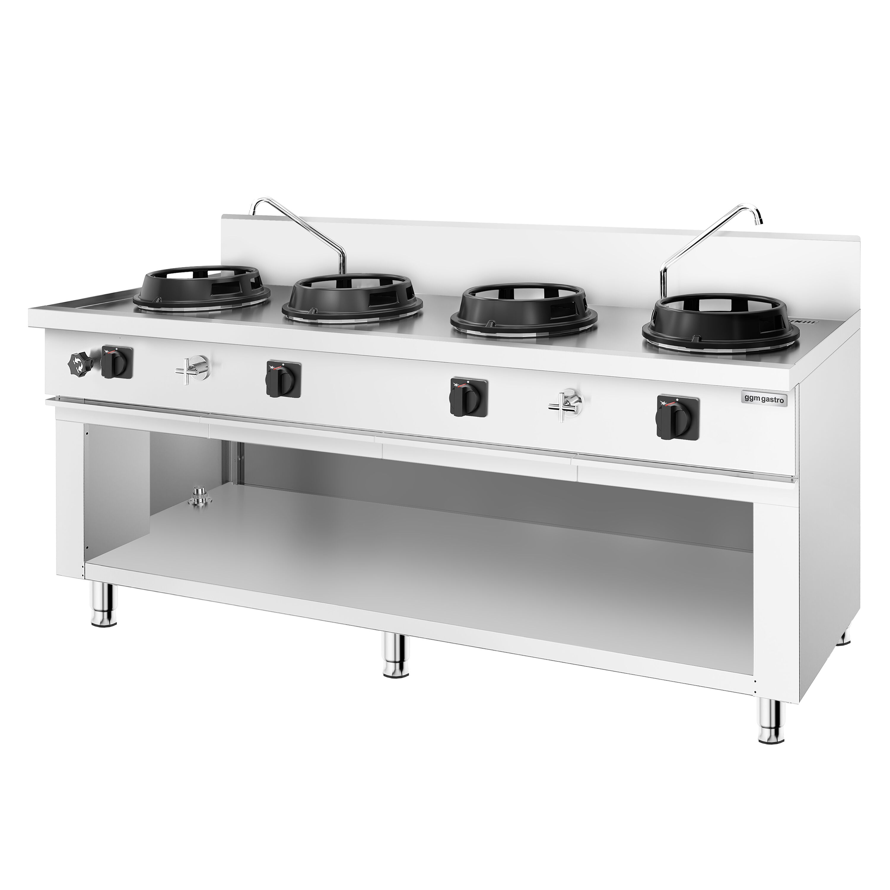 Cuisinière Wok à Gaz - 60 kW - 4 Brûleurs - incl. 2 Robinets