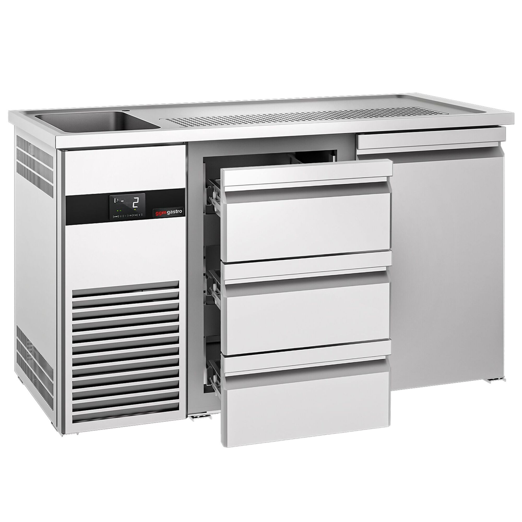 Comptoir de bar réfrigéré PREMIUM - 1550x700mm - 1 porte & 3 tiroirs