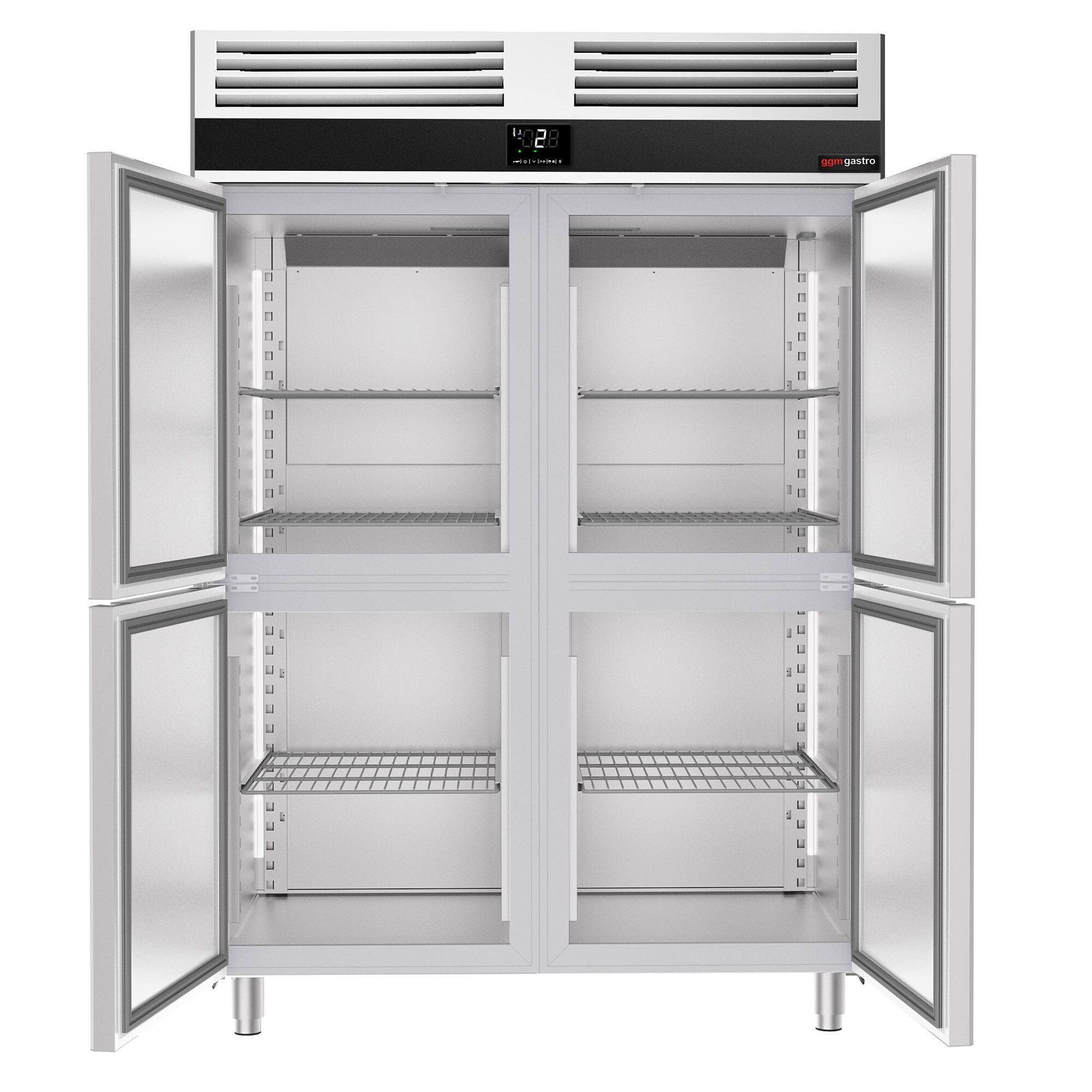 Armoire réfrigérée positive Inox AISI 304 PREMIUM - GN 2/1 - 1400 L - avec 4 demi-portes