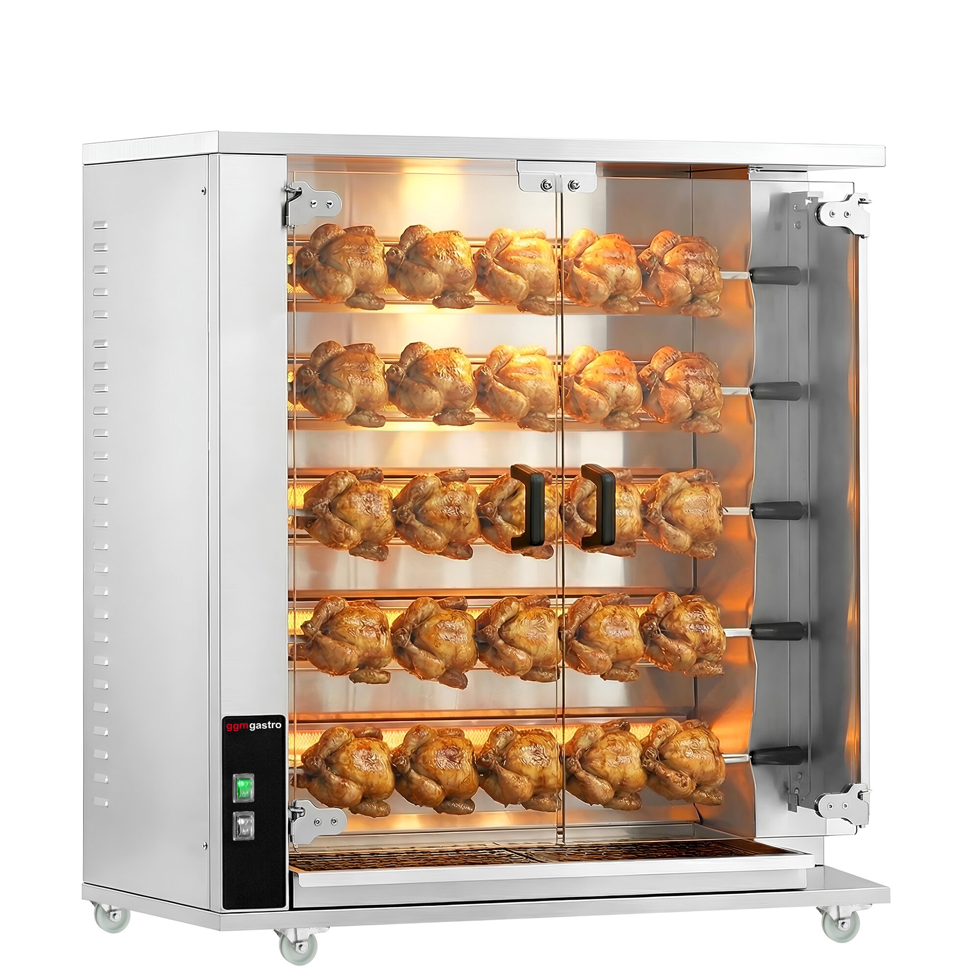 Gaz Rôtissoire à poulets Verticale - 5 broches - avec pour jusqu’à 25 poulets - 23,5kW