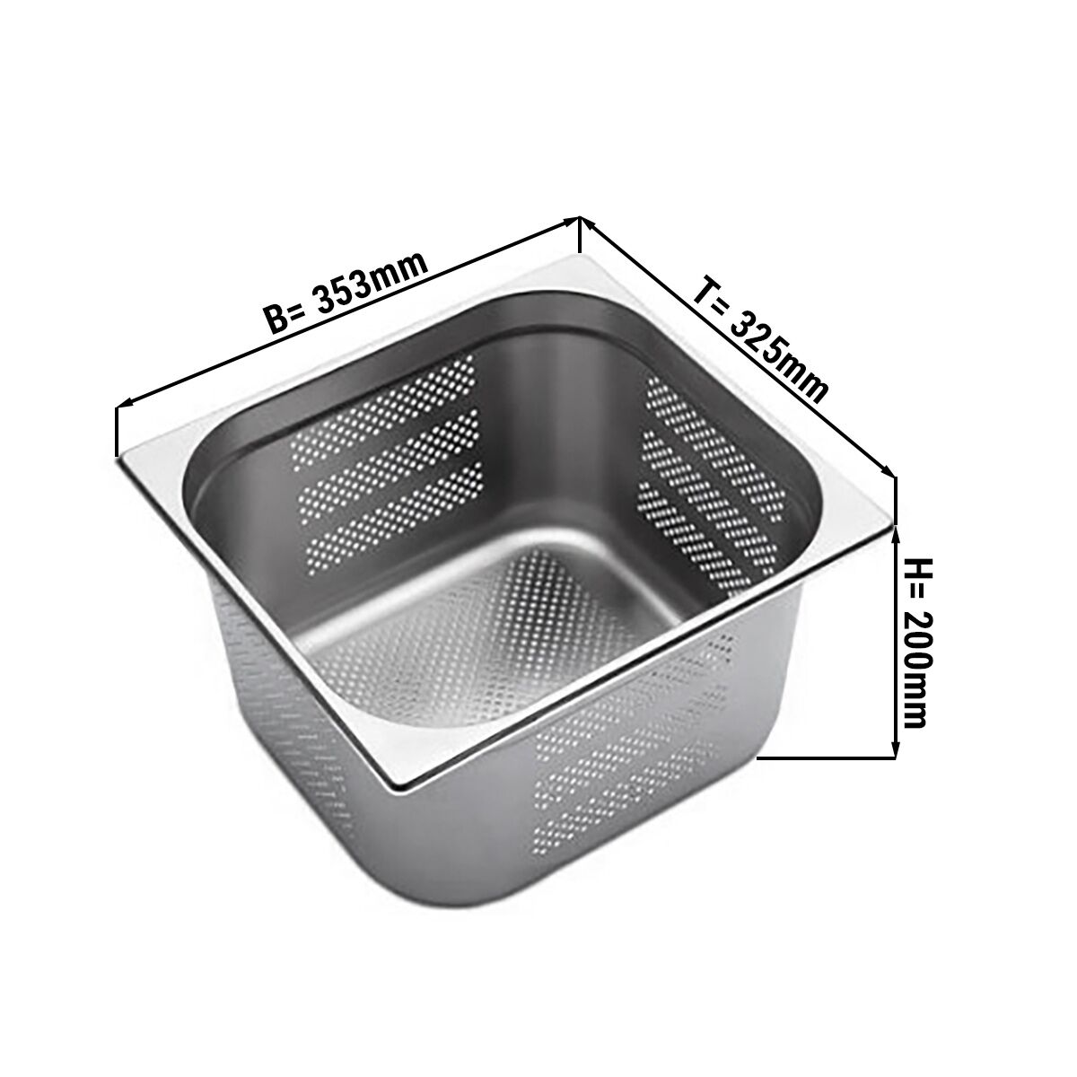 Conteneur GN 2/3 en acier inoxydable - perforé - Hauteur : 200 mm