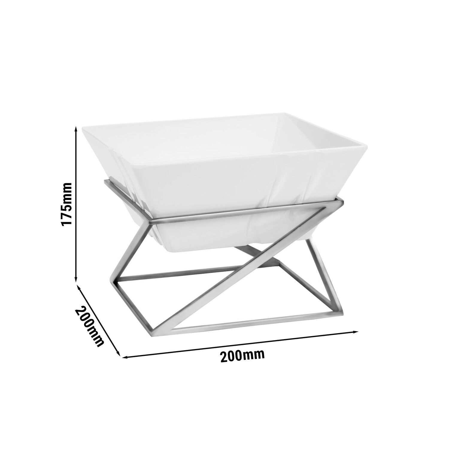 Présentoir buffet / étagère - chromé - incl. 1 bol en mélamine - rectangulaire