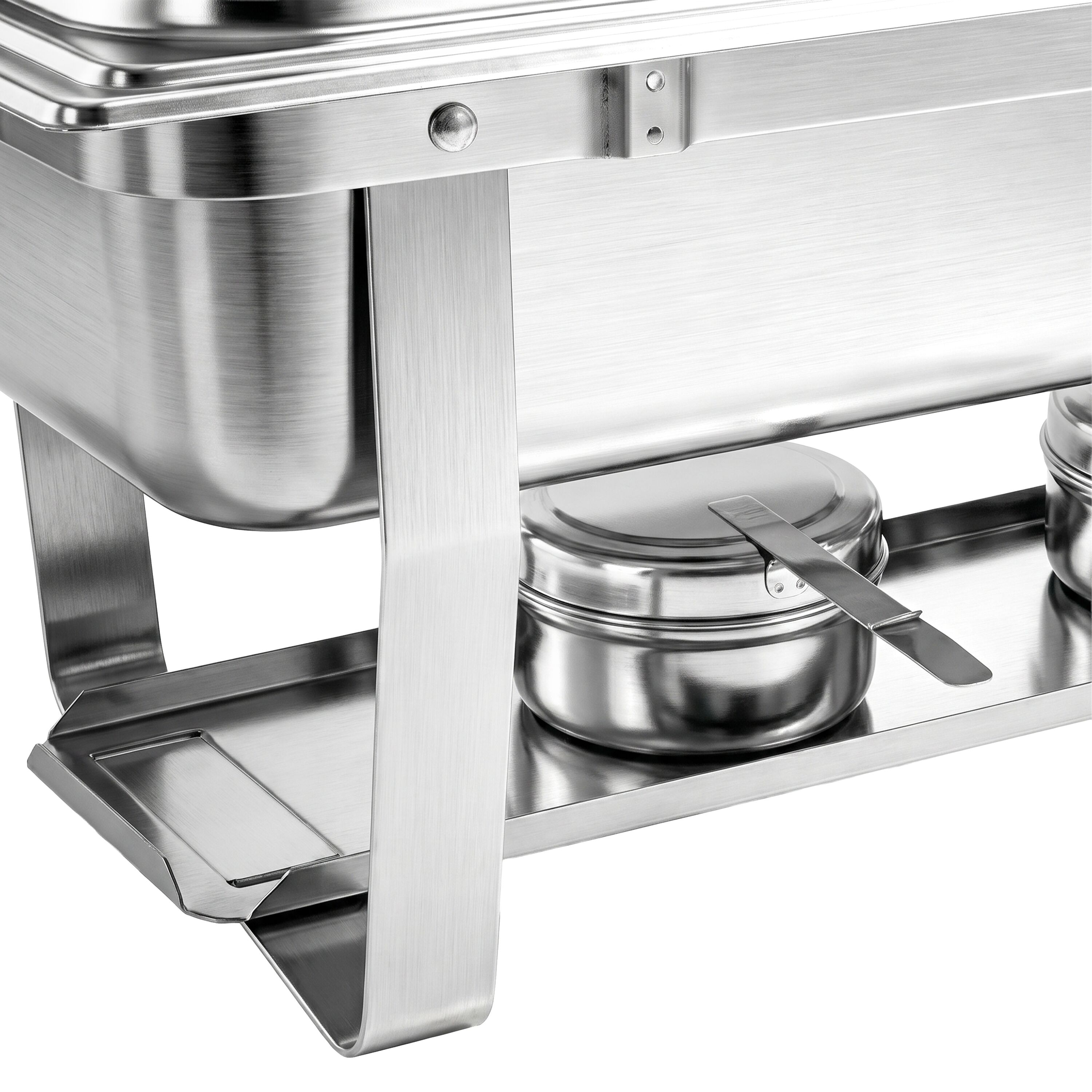 Chafing dish i rostfritt stål - GN 1/1 - med lock - stativ i rostfritt stål