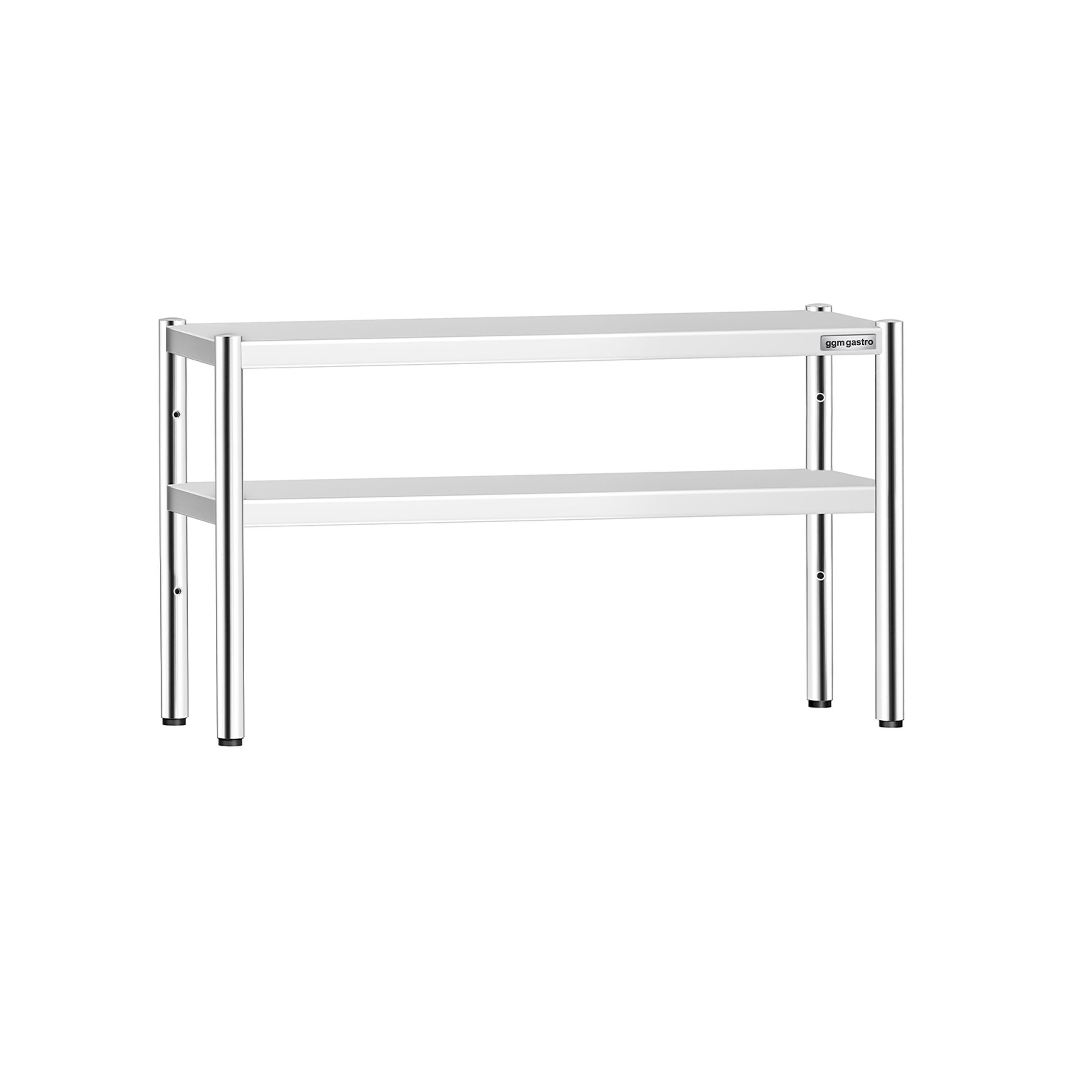 Étagère supérieure en inox – 2 niveaux – 1400 × 370 mm – hauteur réglable