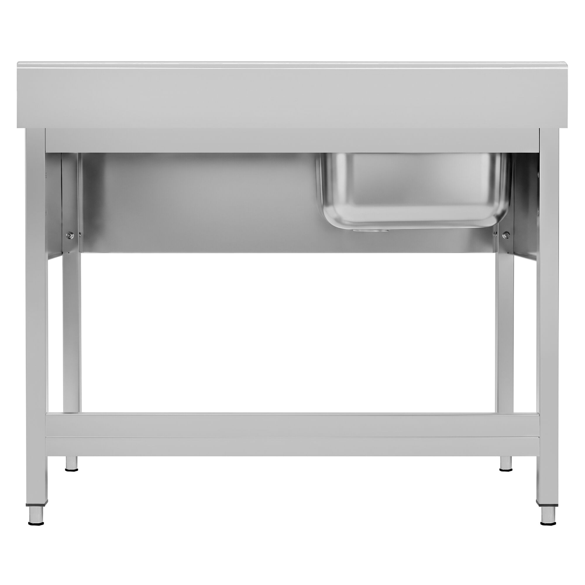 Stainless Steel Commercial Sink Unit ECO - 1200x600mm - with Single Bowl Left-hand - with Undershelf - with Upstand
