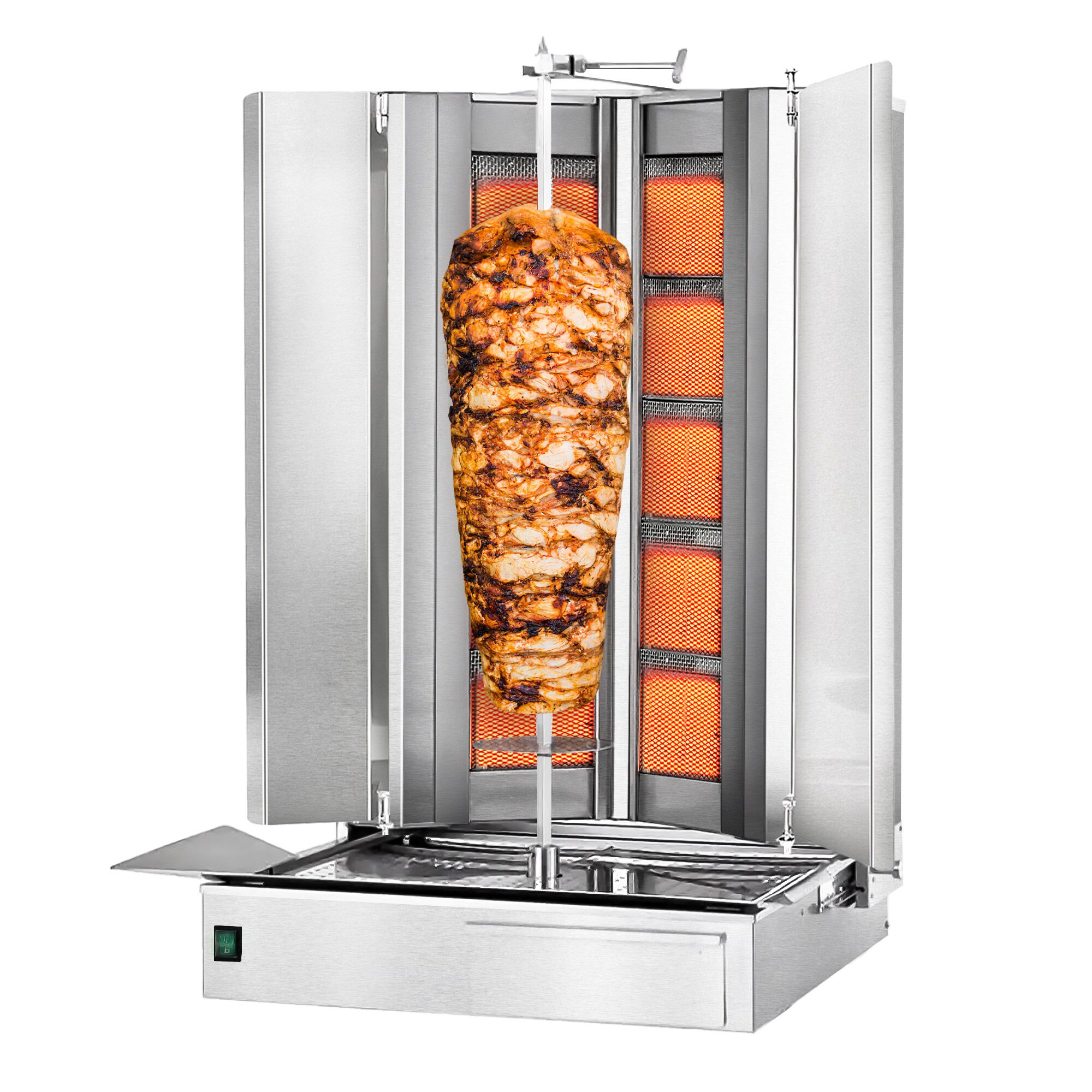 Gas Doner Kebab Grill (Shawarma/Gyros) - 10 Burner - up to 120kg - 32.5kW - Countertop - incl. 2 splash guards & 2 double doors
