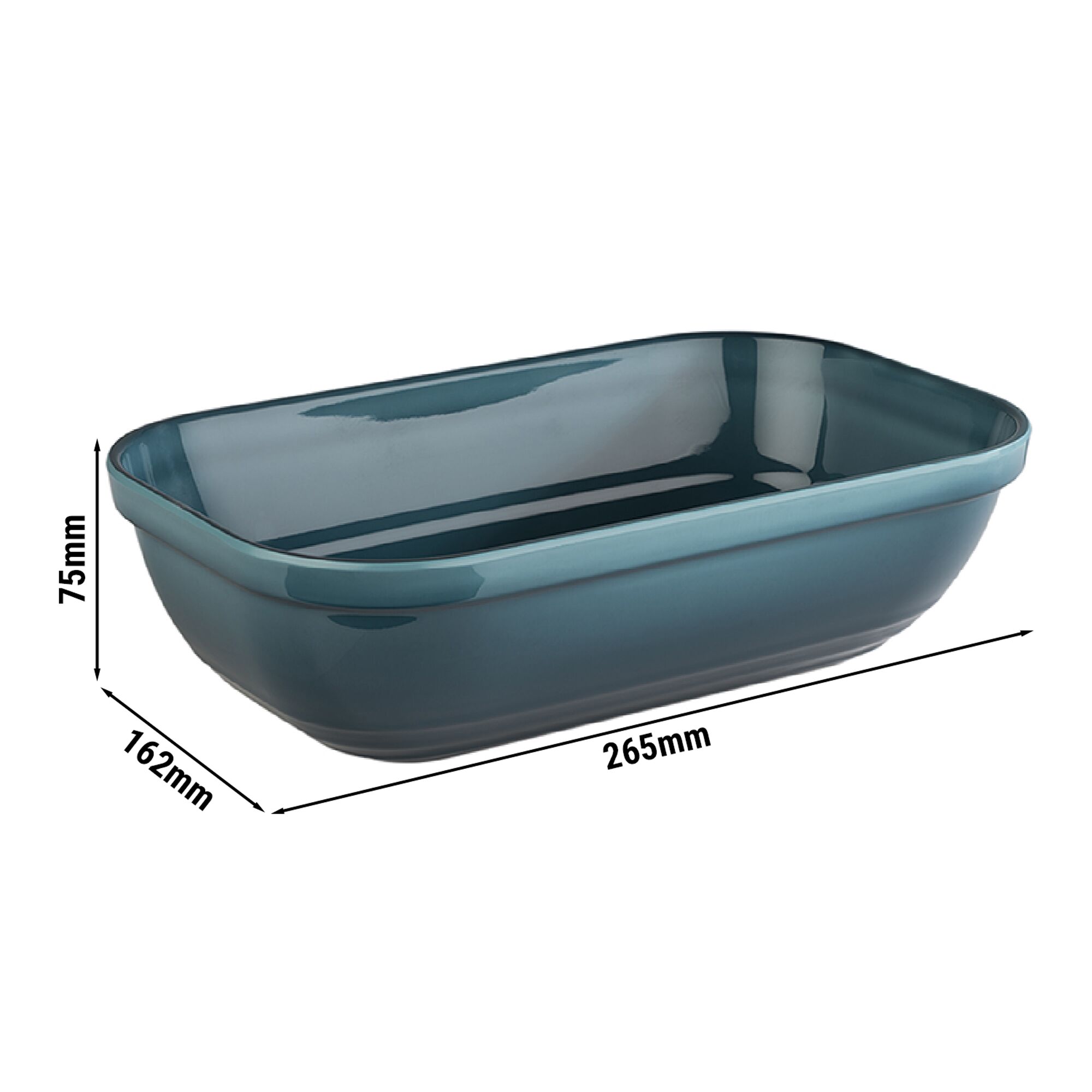 (6 pcs) Bac GN 1/4 - EMMA - Mélamine - 1,5L - rectangulaire - 265x162mm - Profondeur : 75mm - Bleu
