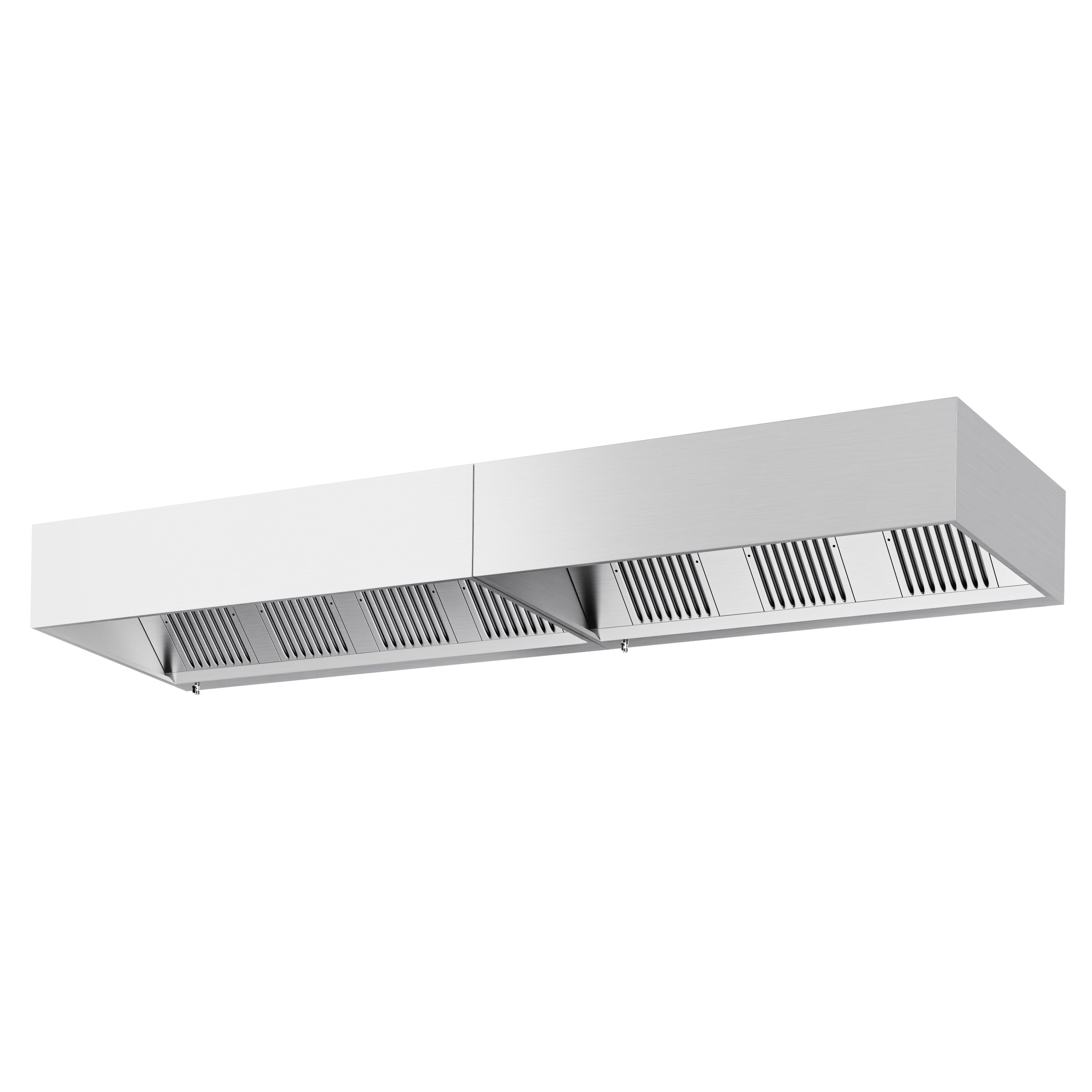 Hotte à adosser professionnelle - Profondeur 1100 - 4200mm - sans moteur - avec filtres et éclairage