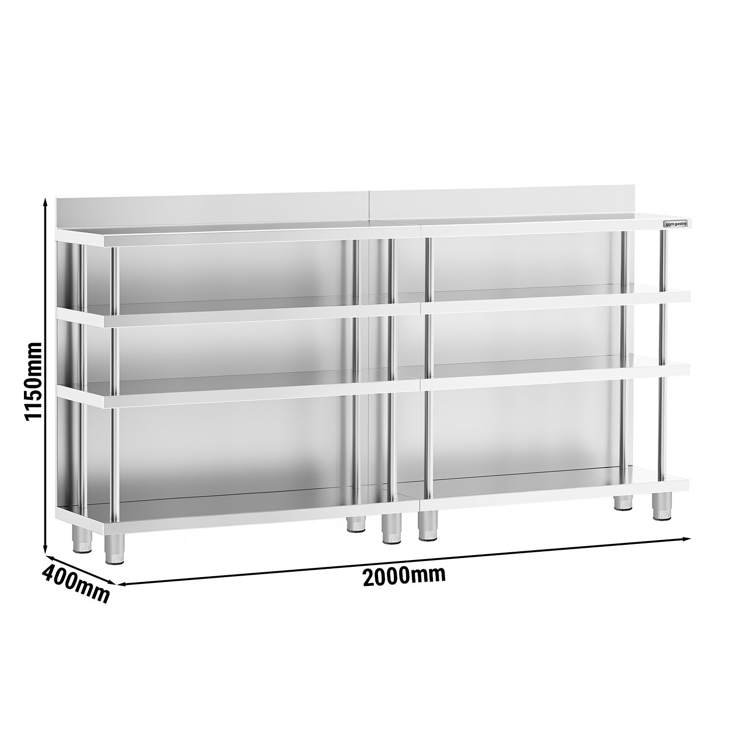 Table de préparation de cocktail - Acier inoxydable - 2000x400mm - 4 niveaux
