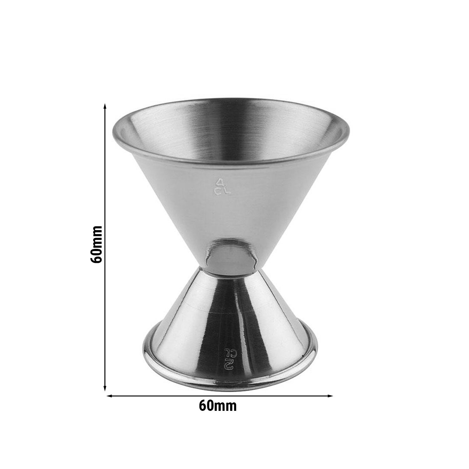 (6 pcs) Jigger double - acier inoxydable - 2cl/4cl (20/40 ml) - graduations extérieures