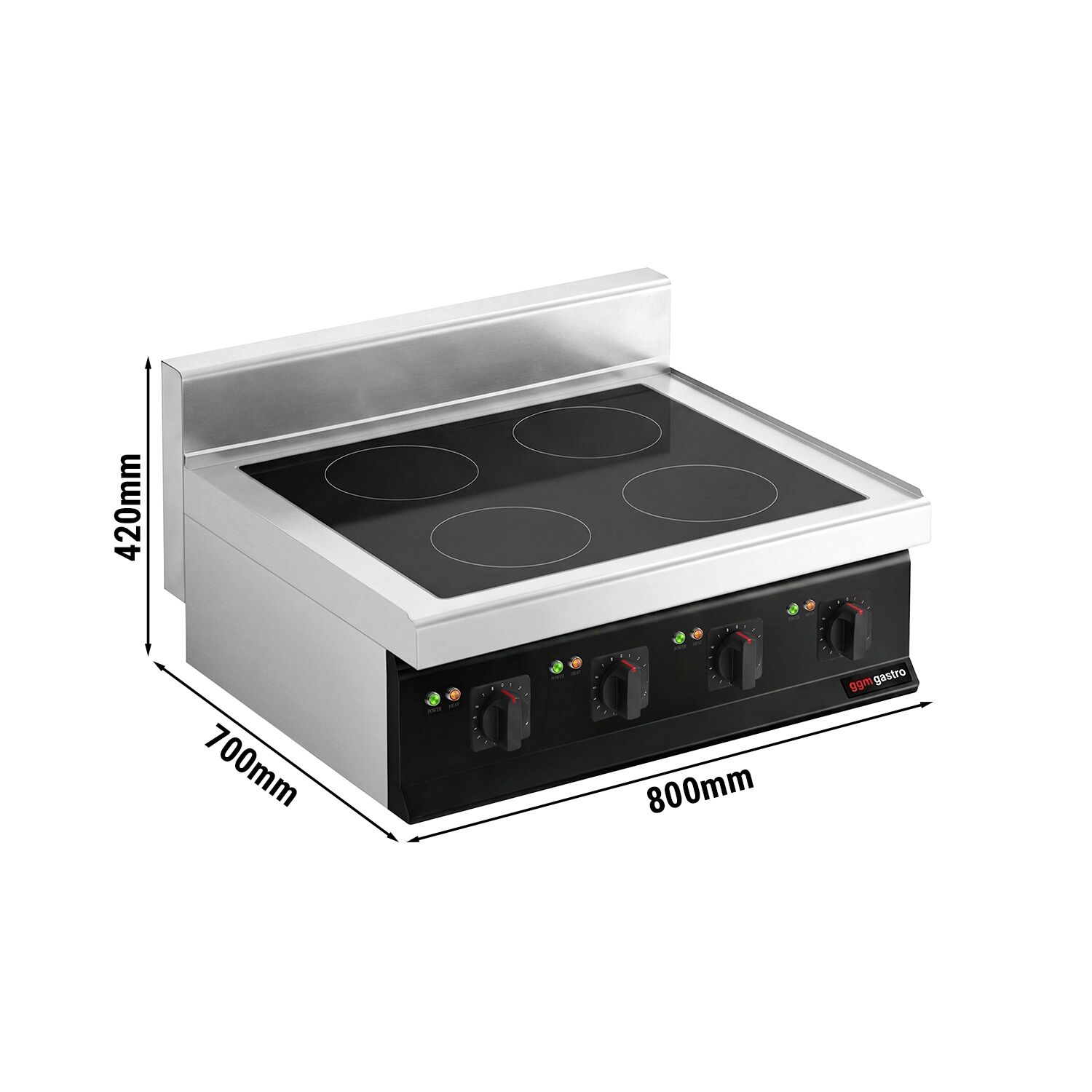 Cuisinière à induction - 14 kW - 4 plaques de cuisson