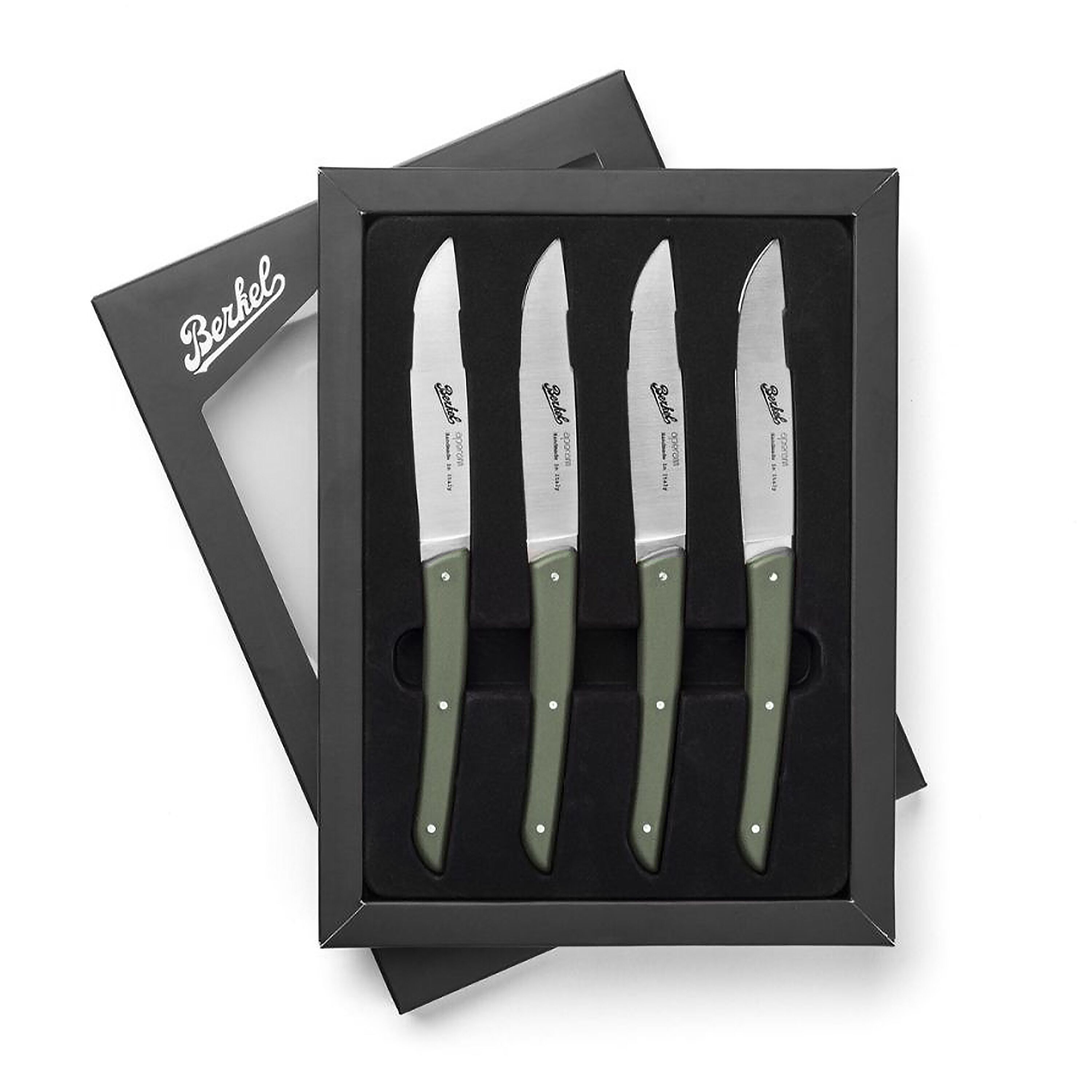 (4 pièces) BERKEL | Couteaux à steak - Vert olive - Lame : 110 mm        