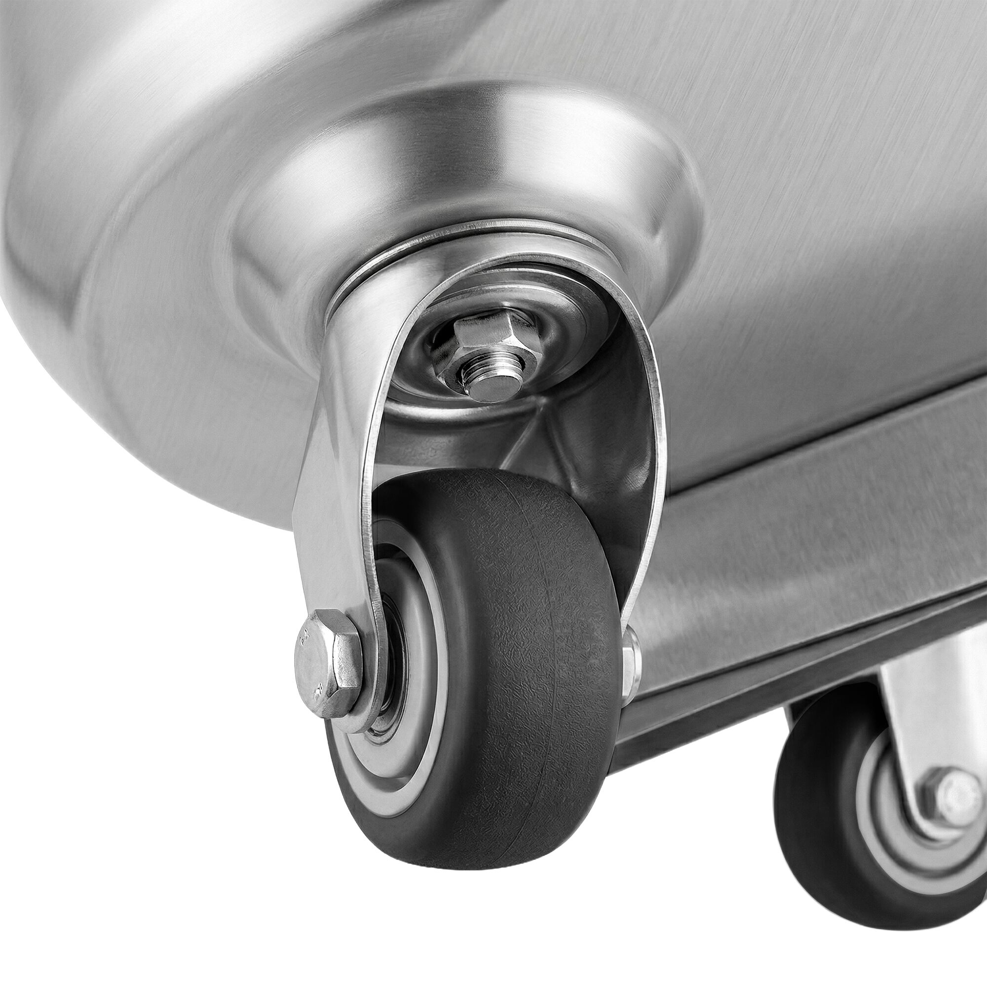 Support pour sac poubelle [PREMIUM] - 80L - Ø390x840mm - avec pédale, roulettes, support de sac - fermeture silencieuse, incluant anneau de serrage - Acier inoxydable
