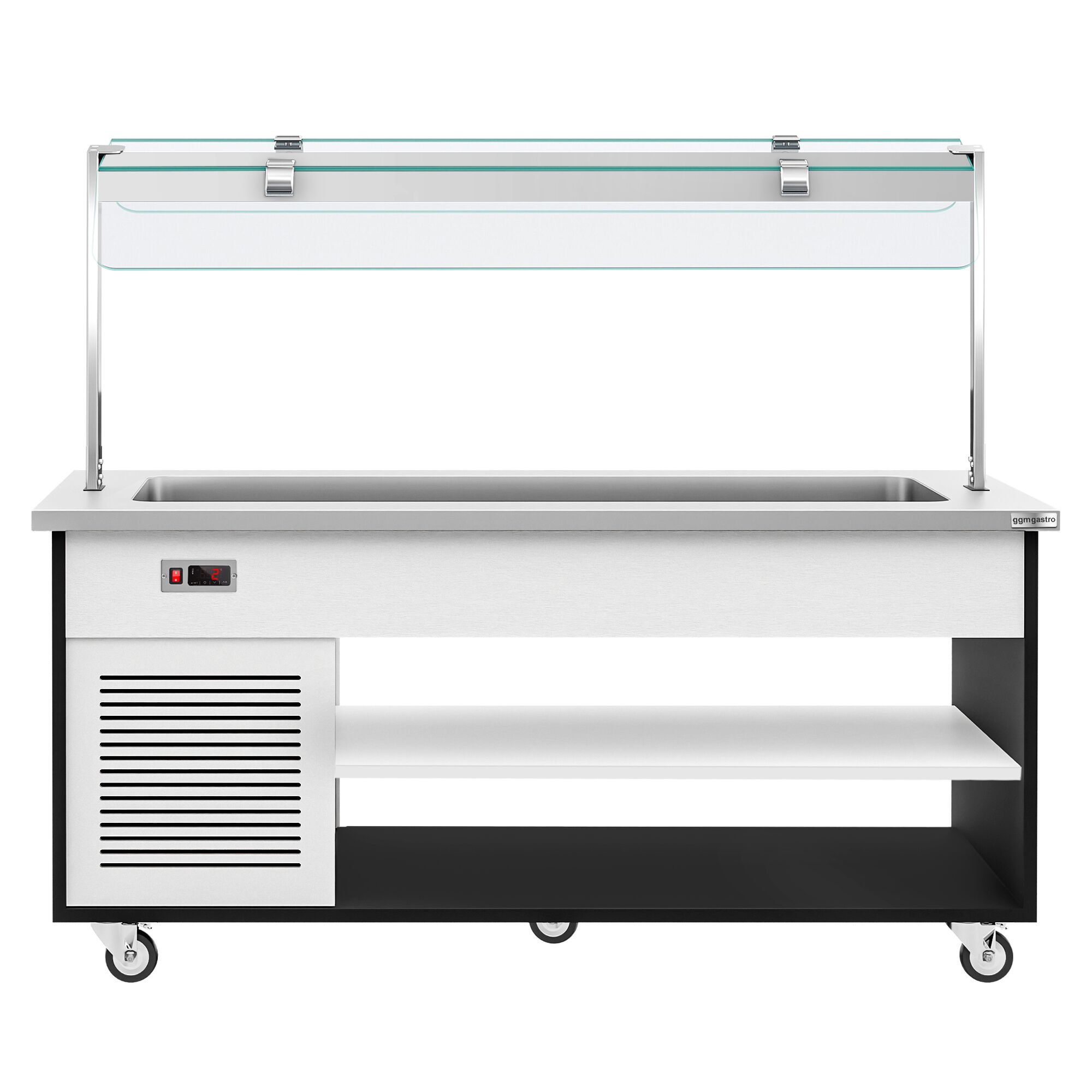Refrigerated Salad Bar Trolley DANZIG - 1900mm - for 5x GN 1/1 - Mobile - with Gantry - with Sneeze Screen