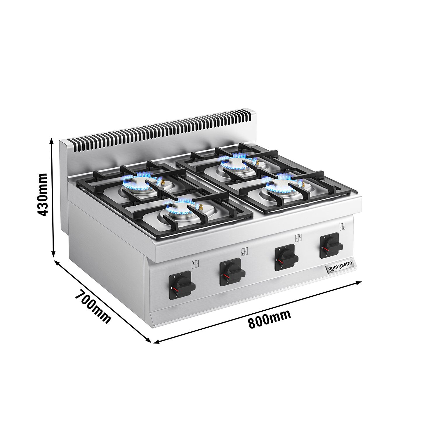 Fourneau à gaz – 23 kW – 4 brûleurs