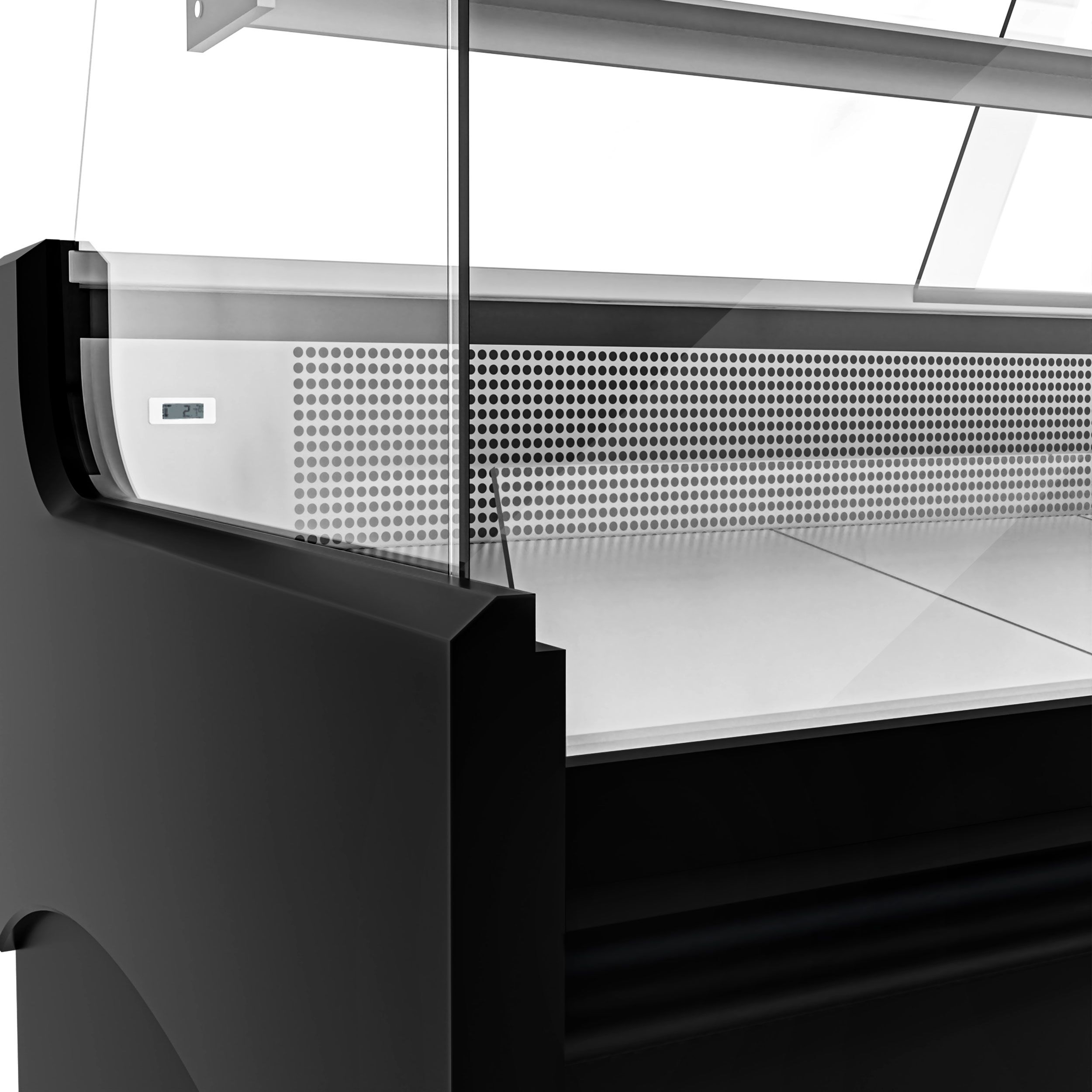 Serve Over Counter - 2480x975mm - black front - glass sliding windows - granite worktop - capacity 200 litres