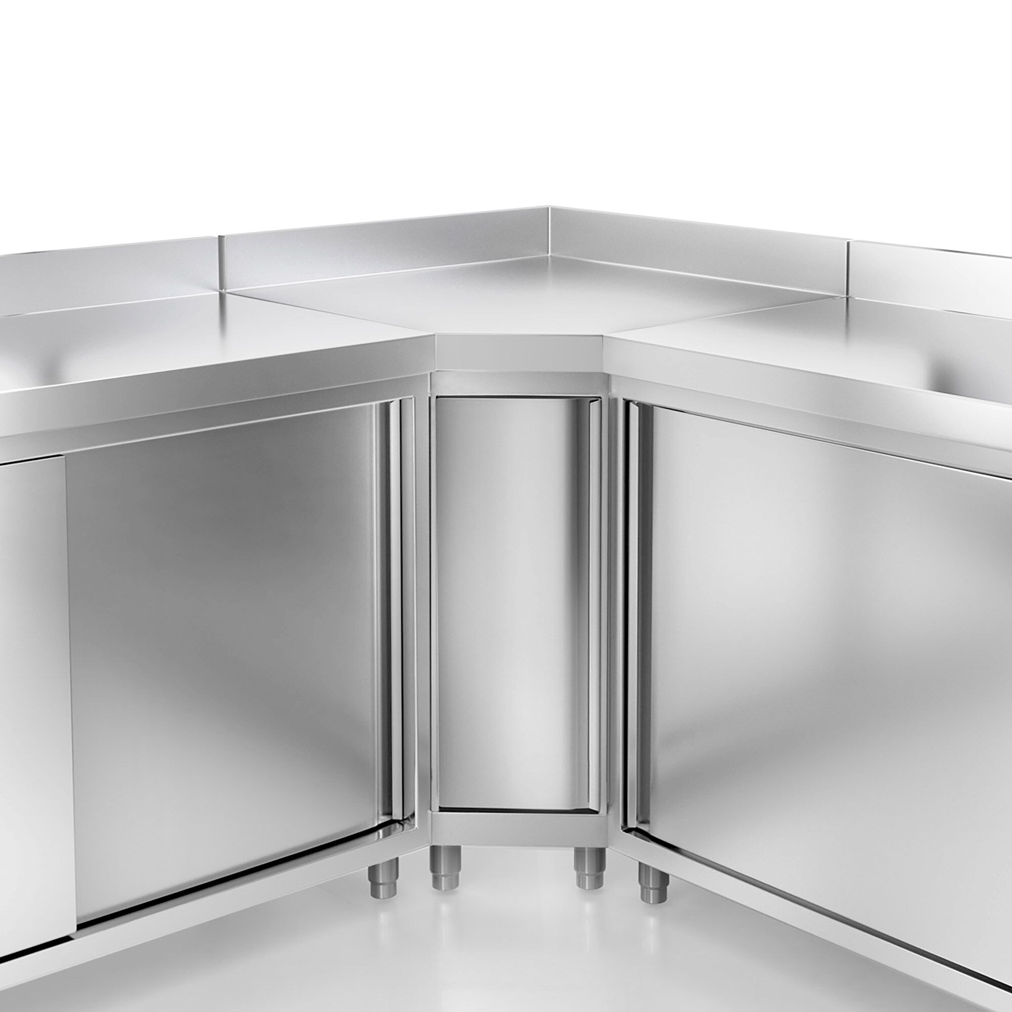 Table armoire d’angle en acier inoxydable PREMIUM - 1000x1000mm - avec dosseret