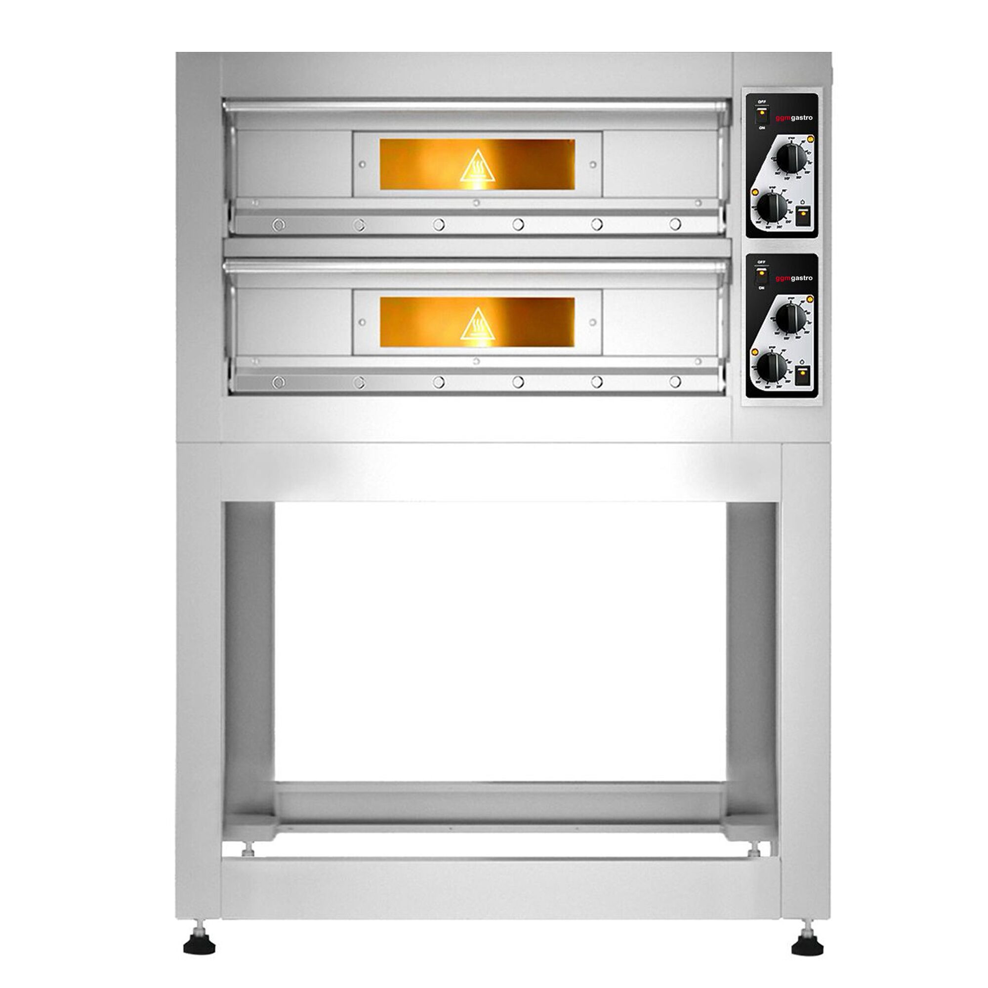 Four à pizza électrique – 4+4 x 33 cm – Manuel – incl. support inférieur