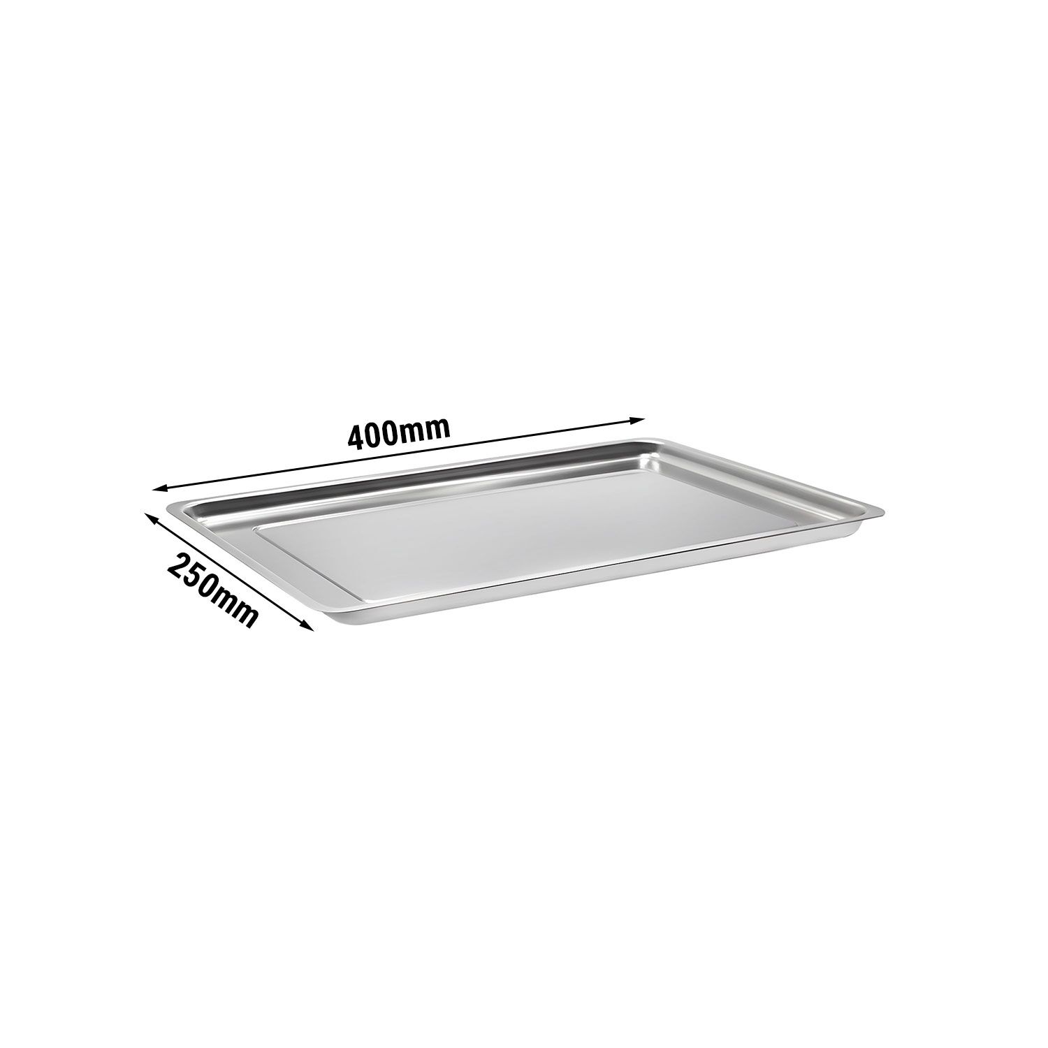 Plateau de service avec rebord - Acier inoxydable - avec rebord - rectangulaire - 413x262x20mm
